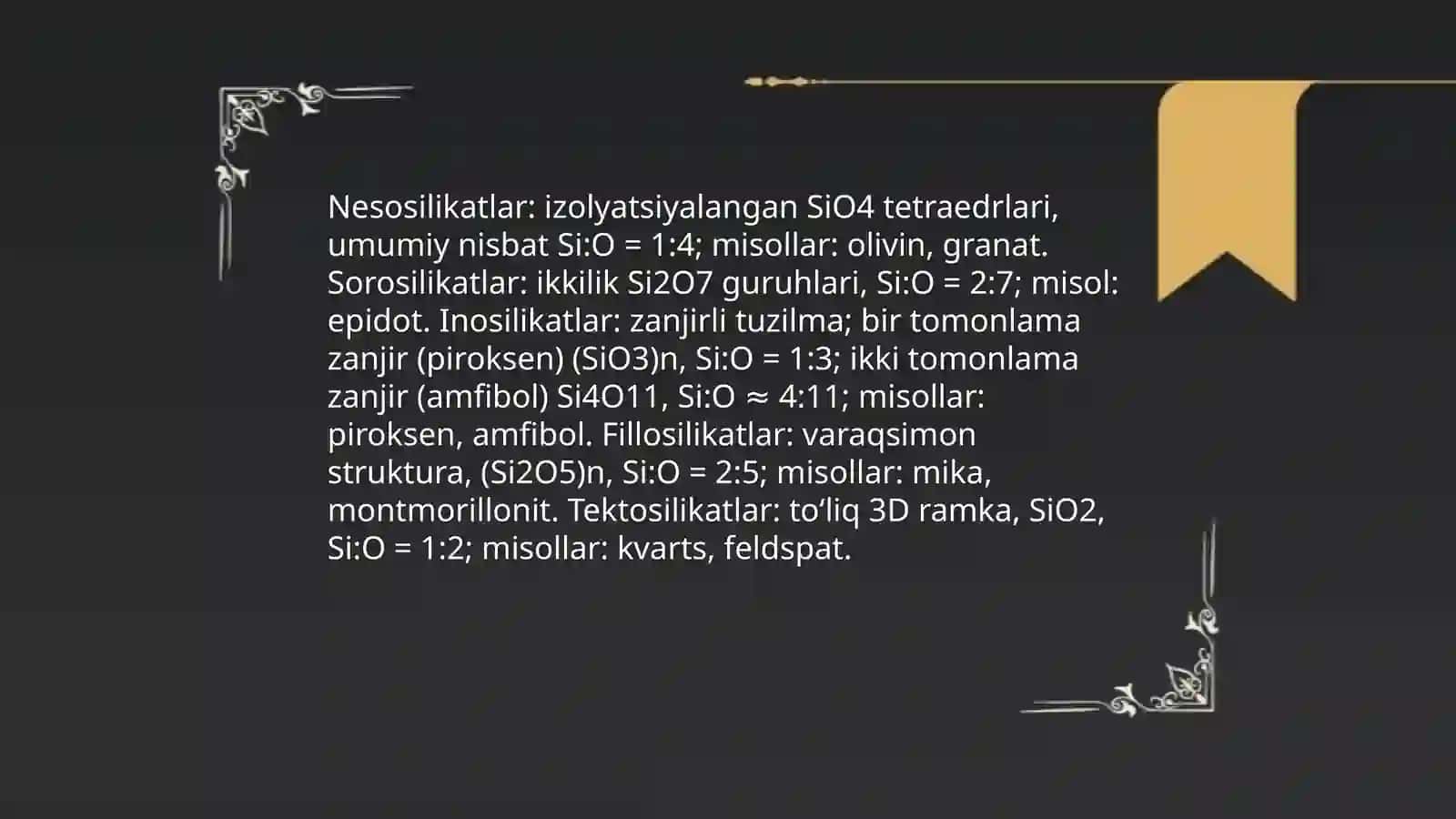 Silikat va qiyin eruvchan nometal moddalar 4