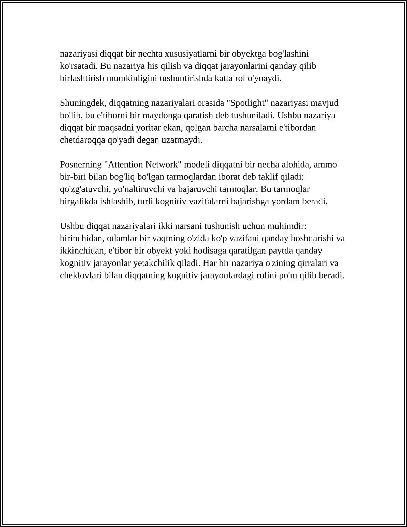 KOGNITIV PSIXALOGIYADA DIQQAT TADQIQOTLARI 4