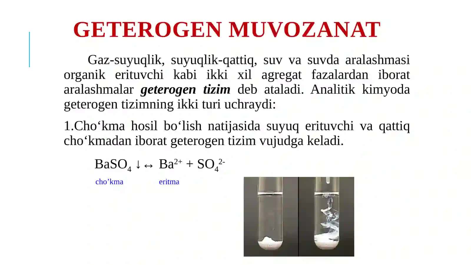 Geterogen sistemadagi muvozanat 4