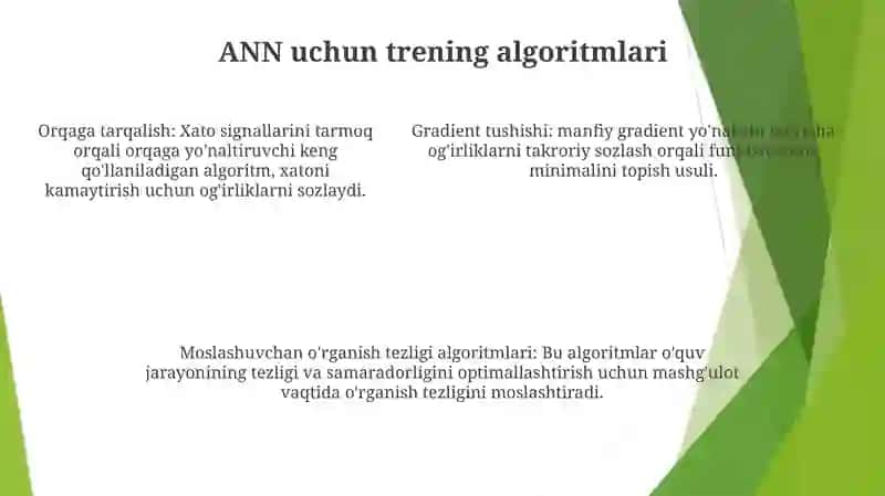 Sun'iy Neyron Tarmoqlarini O'rgatish 4