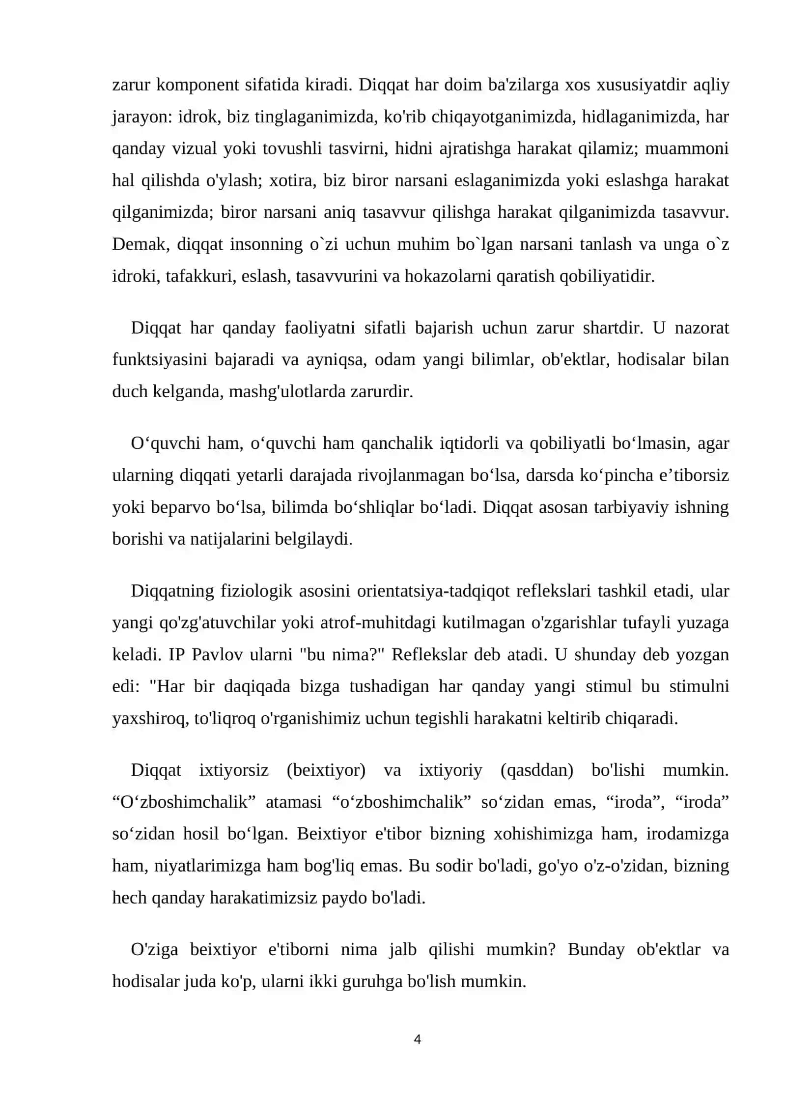 DIQQAT TURLARI KLASSIFIKATSIYASI 4