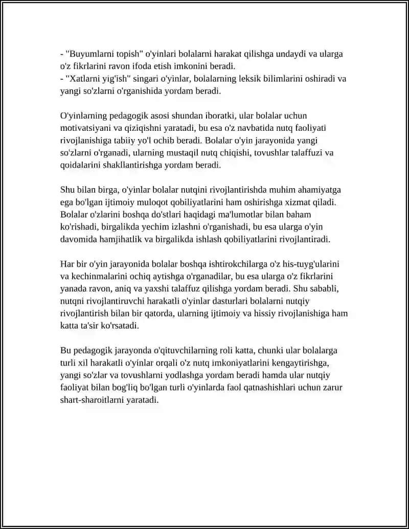 Nutqni Rivojlantiruvchi Harakatli O'yinlar 4
