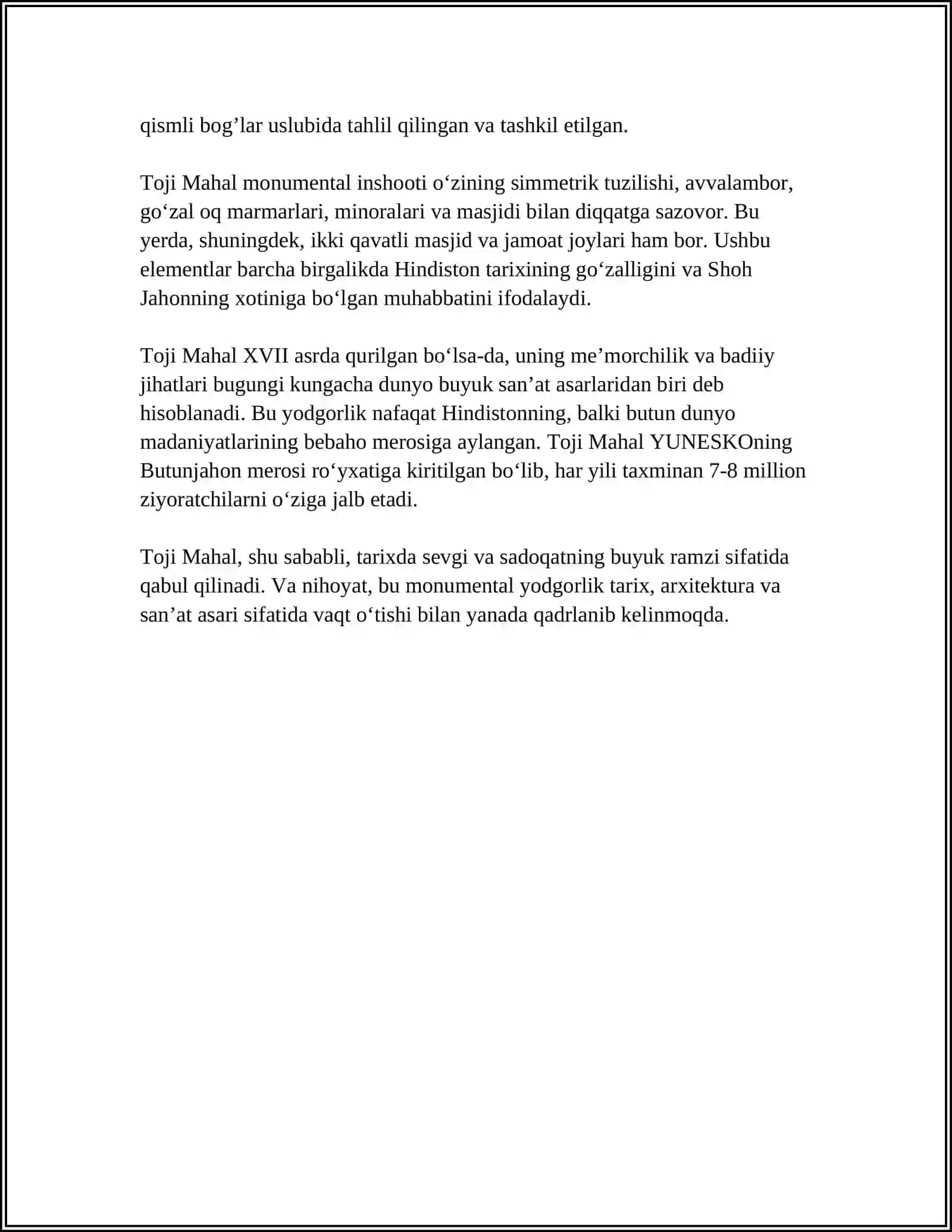 TOJI MAHAL YODGORLIGI HAQIDA REFERAT 4