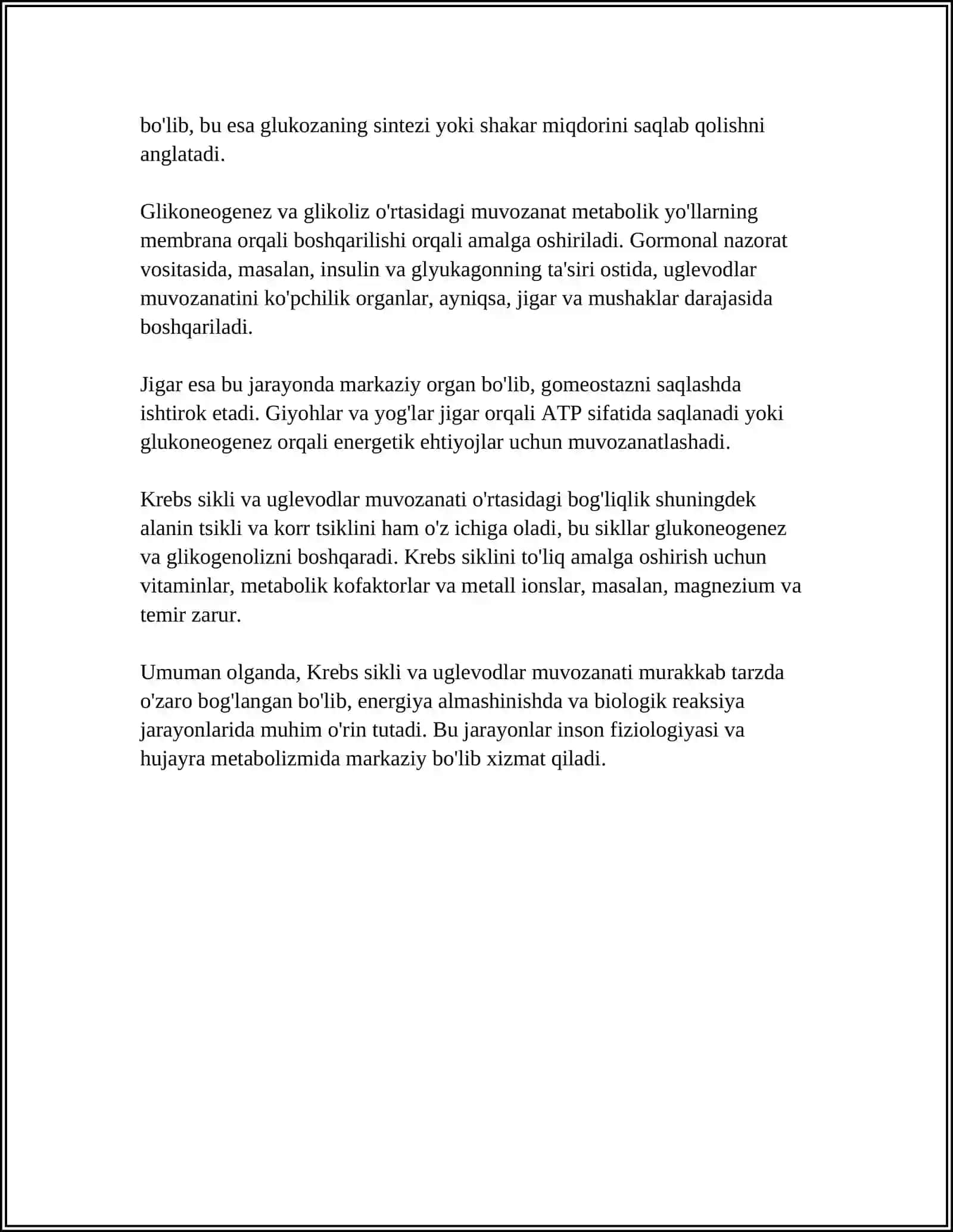 UGLEVODLAR TOʻPLANISHI VA METABALIZMI. KREBS SIKLI 4