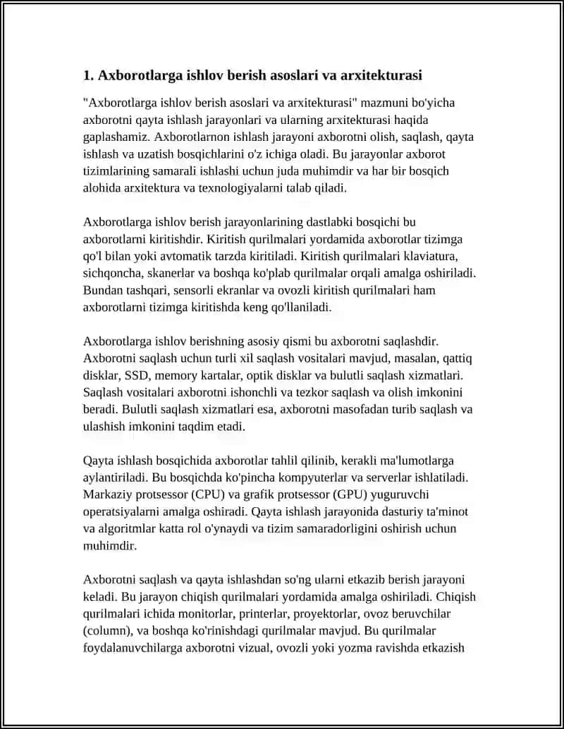 AXBOROTLARGA ISHLOV BERISH VA KIRITISH VA CHIQARISH QURILMALARI VA ULARNI TASNIFI ALOQA VA KAMUNIKATSIYA VOSITALARI 4