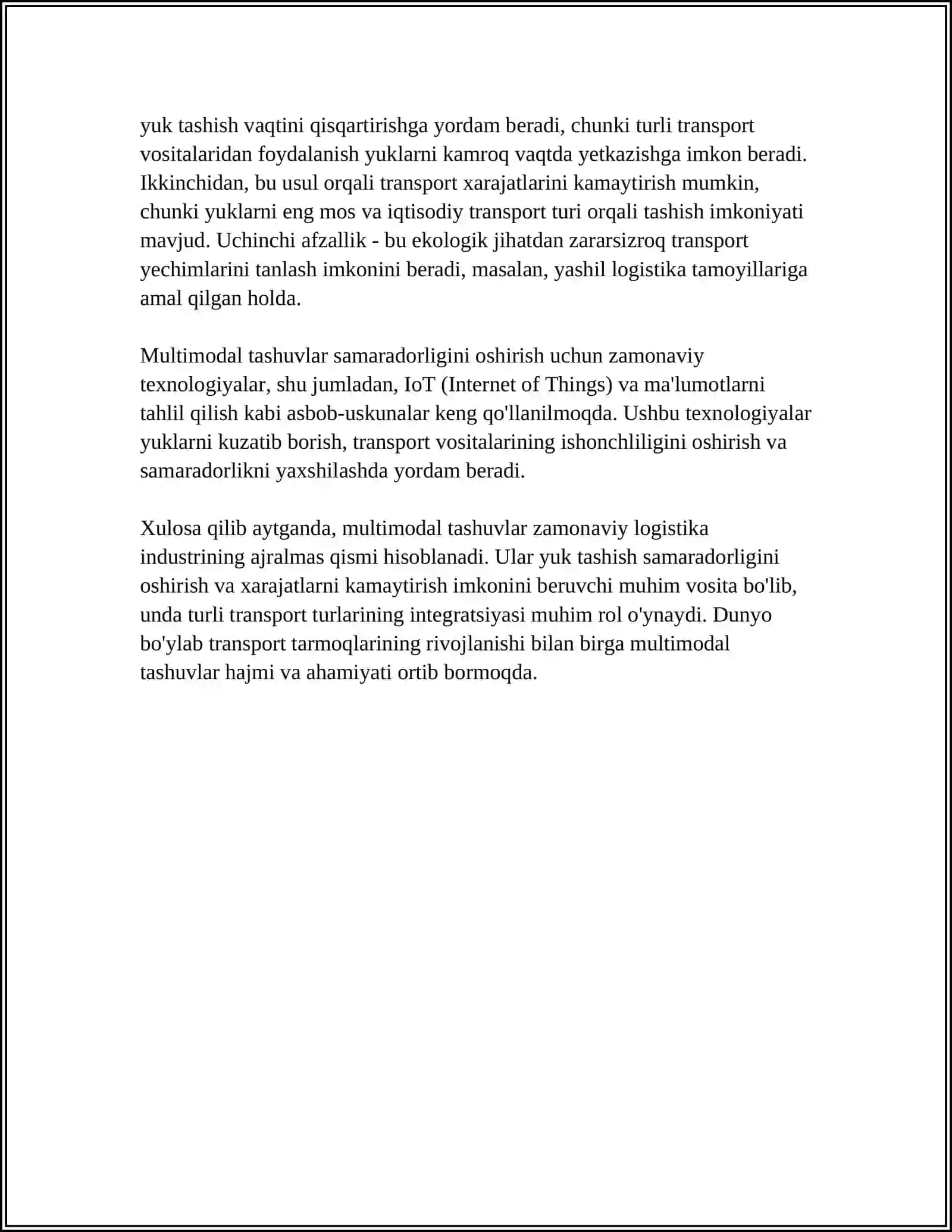 MULTIMADAL TASHUVLARNING AXBOROT TA'MINOTI 4