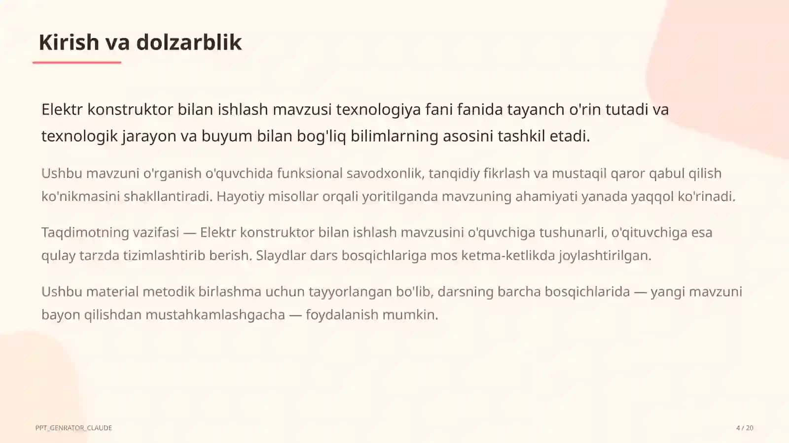 Elektr konstruktor bilan ishlash (4-sinf) 4