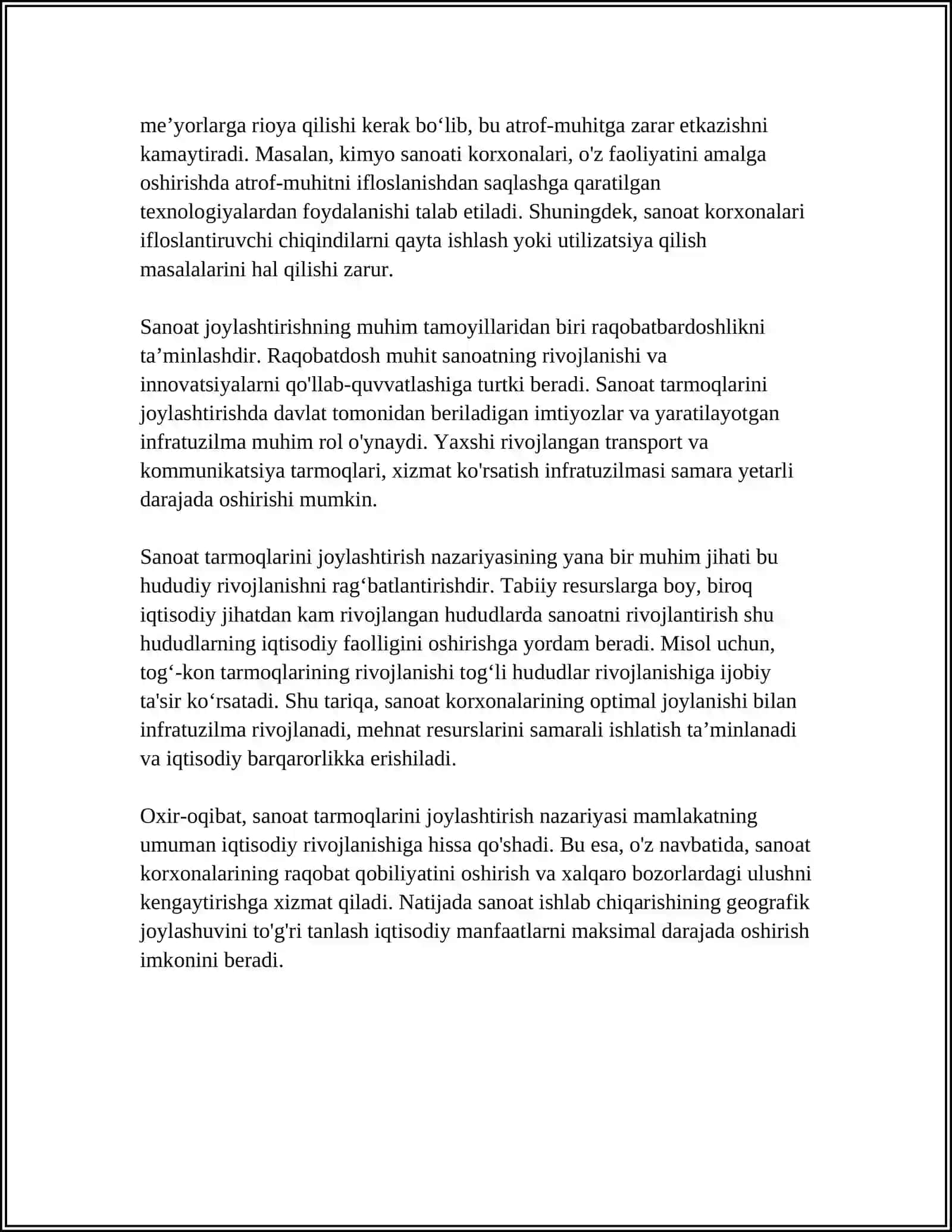 Sanoat tarmoqlarini joylashtirish 4