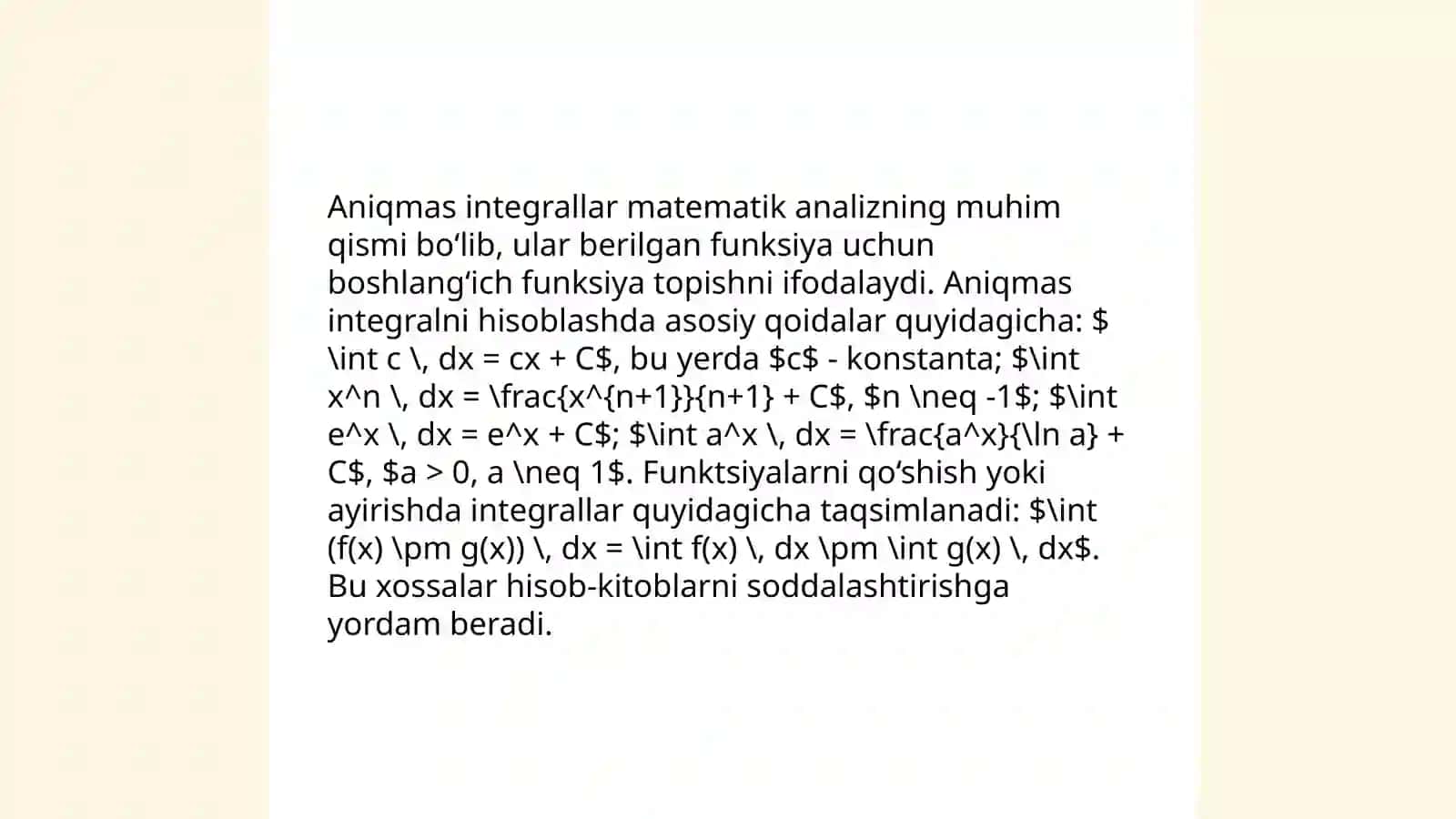 Aniqmas integral tushunchasi 4
