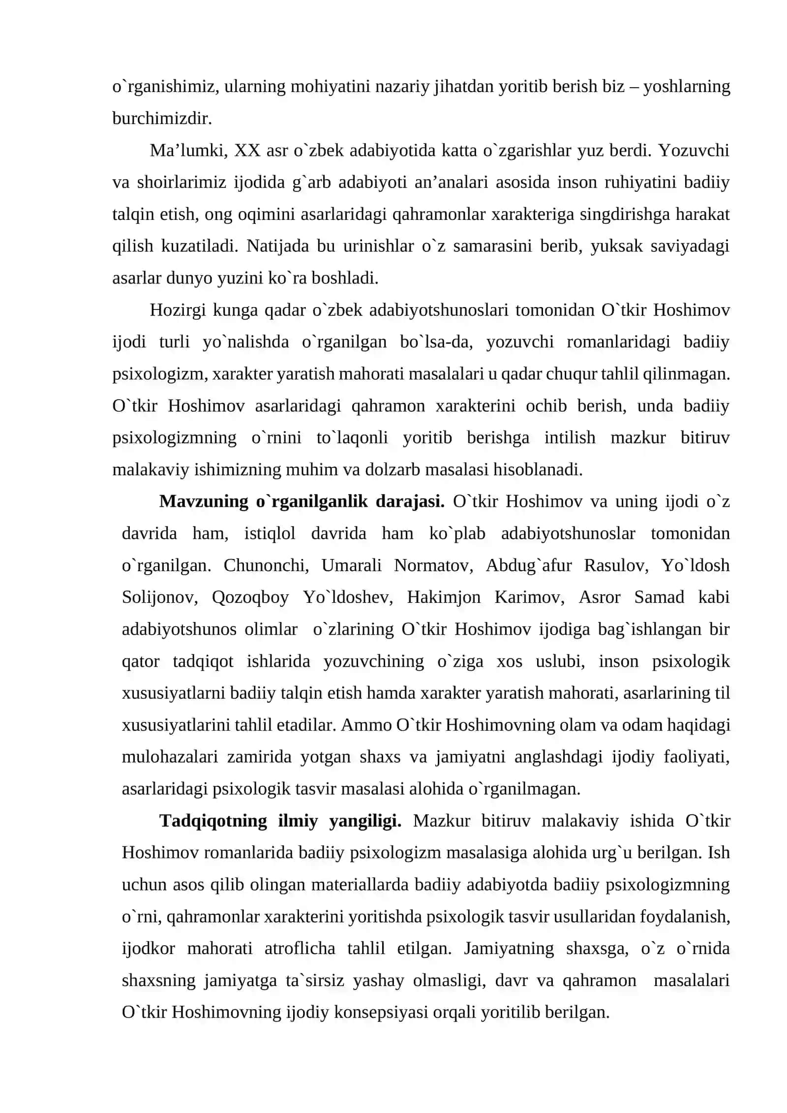 O‘tkir Hoshimov asarlarida badiiy psixologizm 4