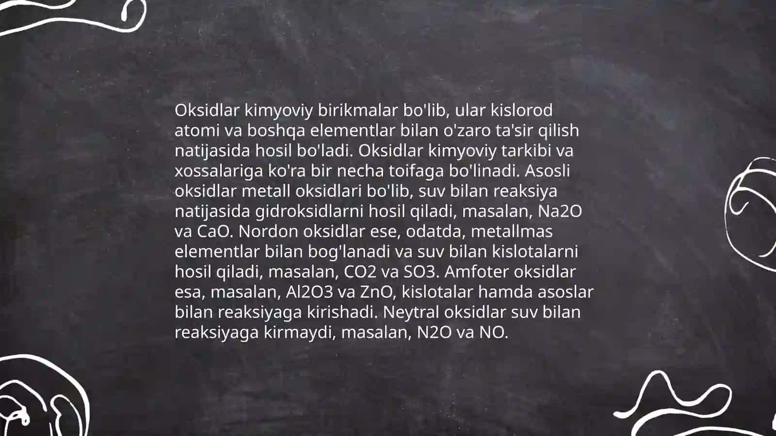 Oksidlarni olinishi va kimyoviy xossalari 4