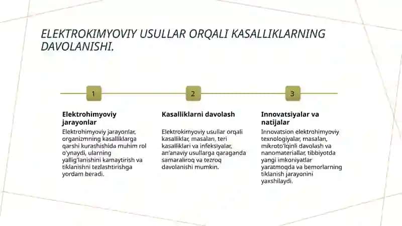Elektrokimyoviy davolash va diagnostika usullari 4
