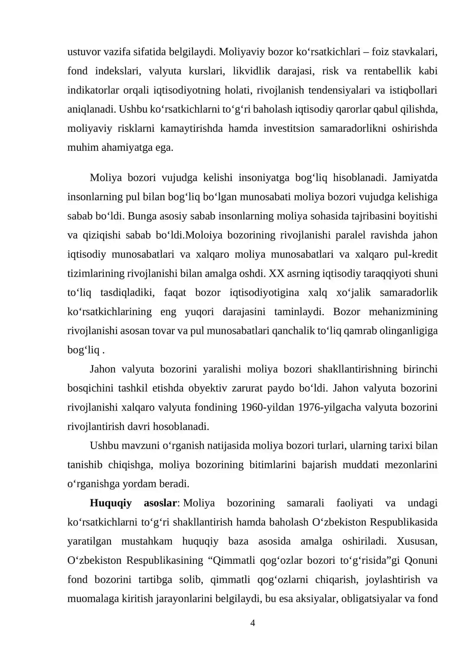 MOLIYAVIY BOZOR KO‘RSATKICHLARI VA ULARNI BAHOLASH ASOSLARI 4