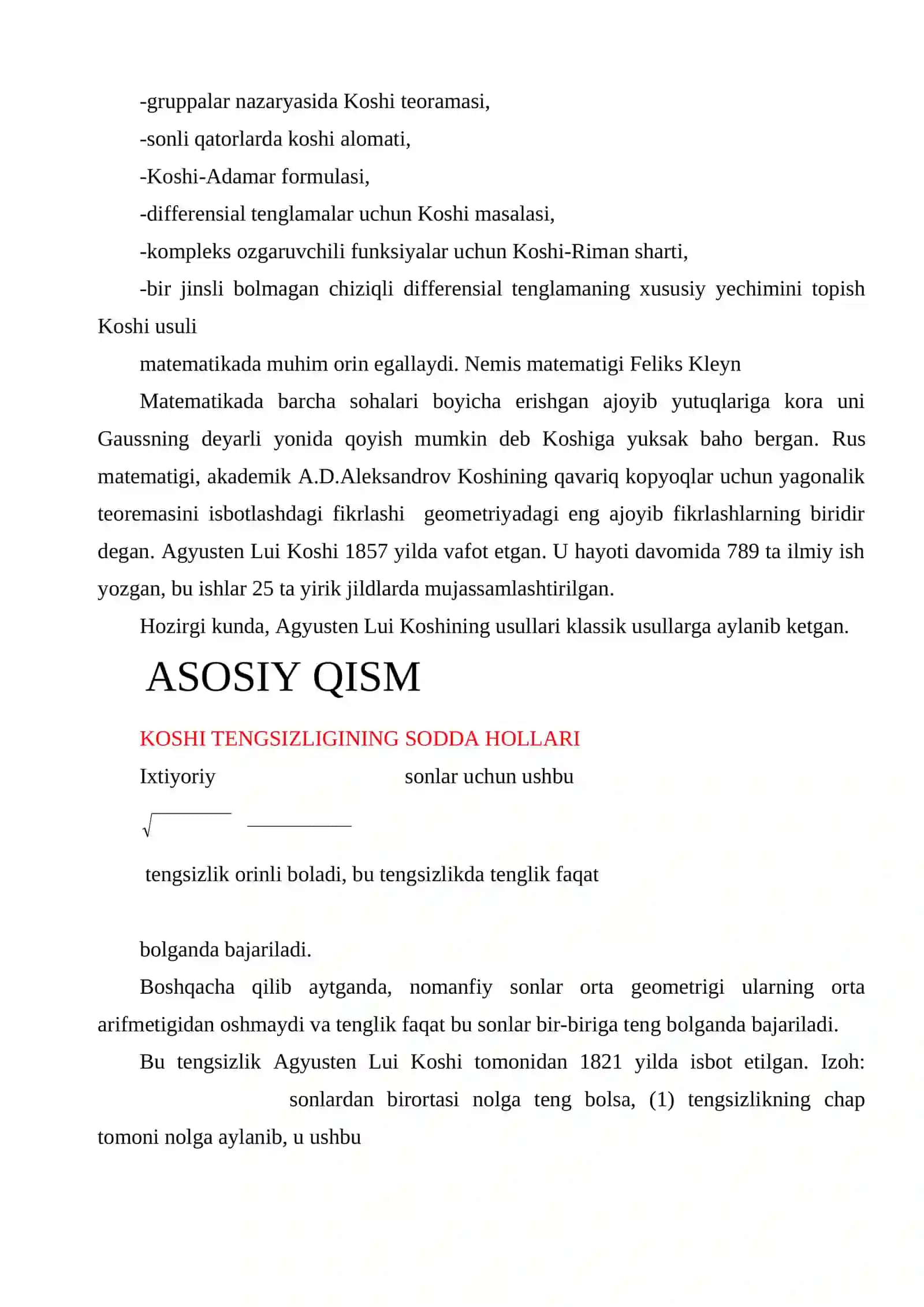 Koshi Tengsizligi va uning Tadbiqlari 4