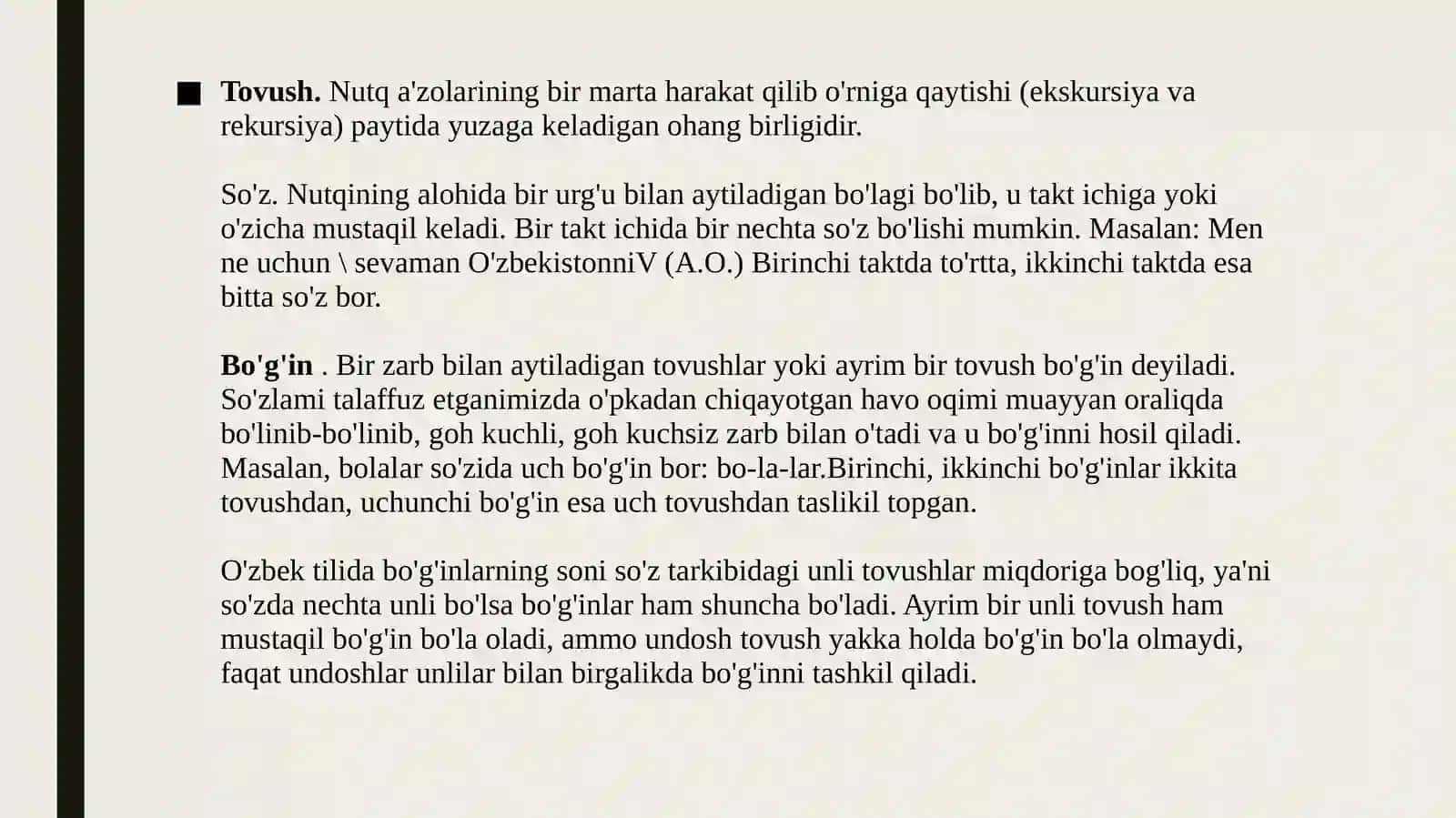 Nutqning fonetik bo’linishi. O’rg’u va bo’g’in 4