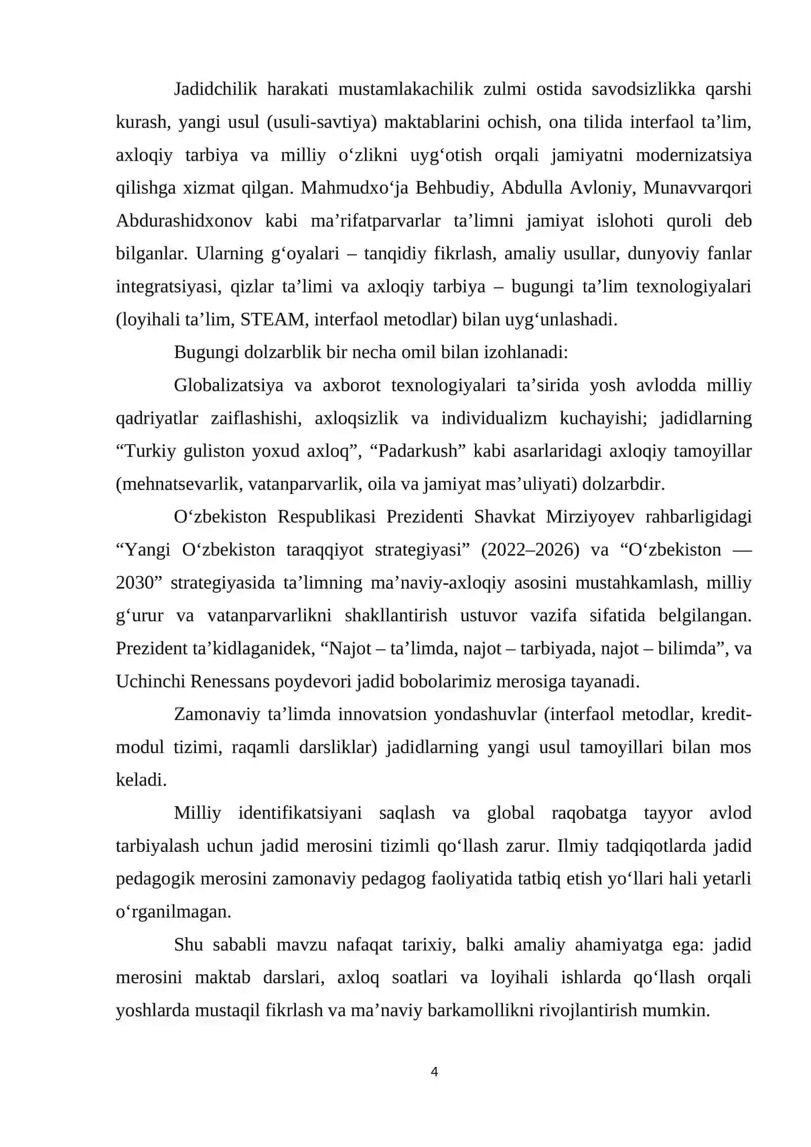 Pedagog faoliyatida jadid ma’rifatparvarlarining merosidan foydalanish 4