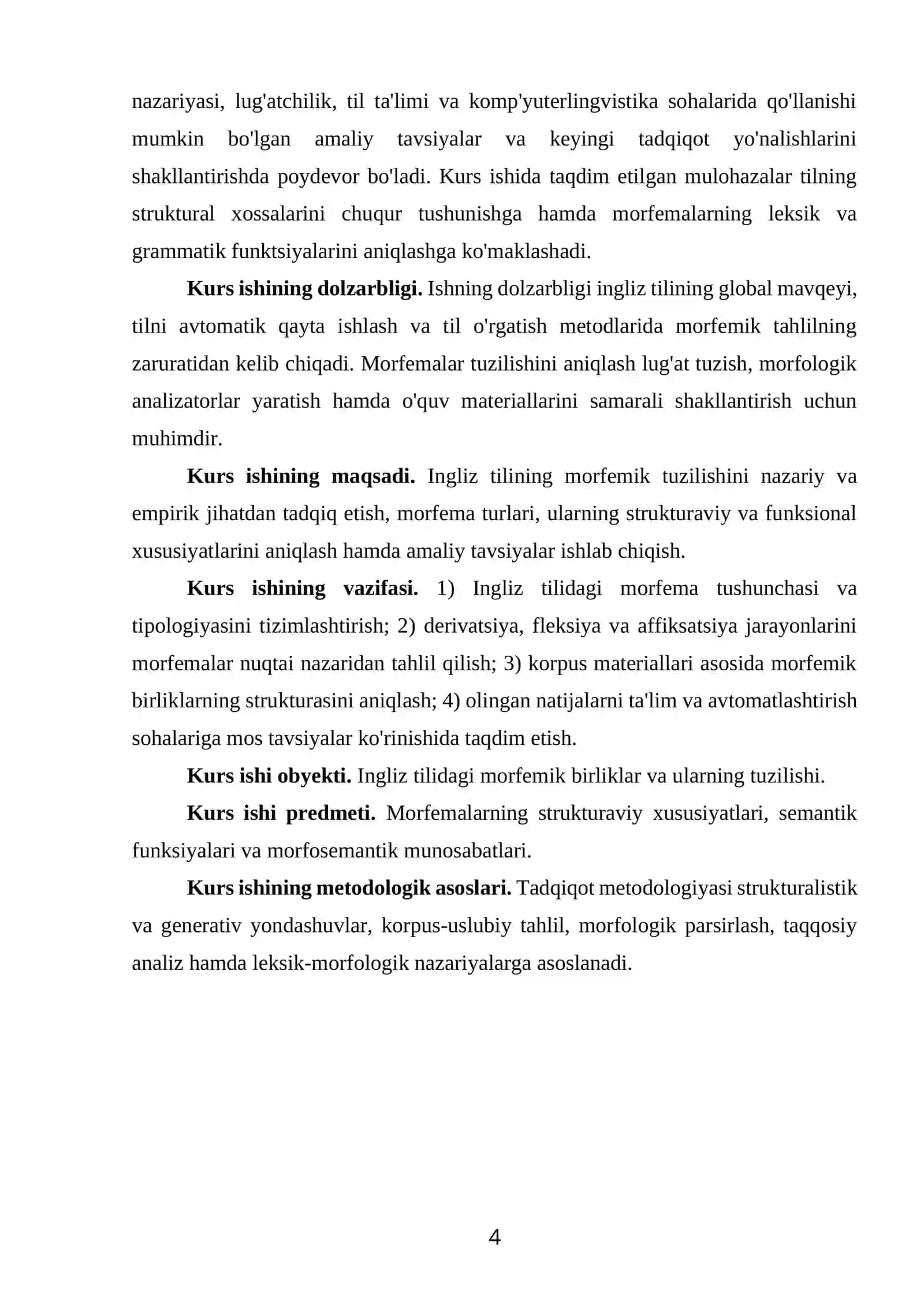 INGLIZ TILINING MORFEMIK TUZILISHI kurs ishi 4
