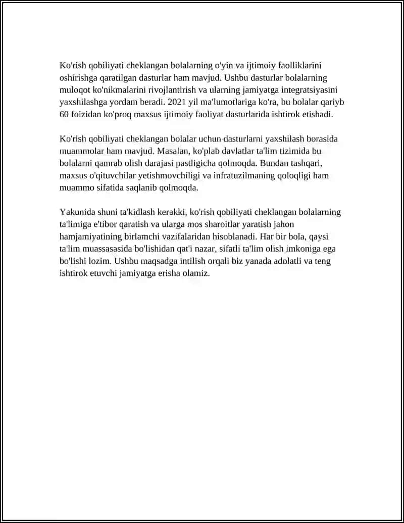 KORISH QOBILIYATI CHEKLANGAN BOLALAR 4