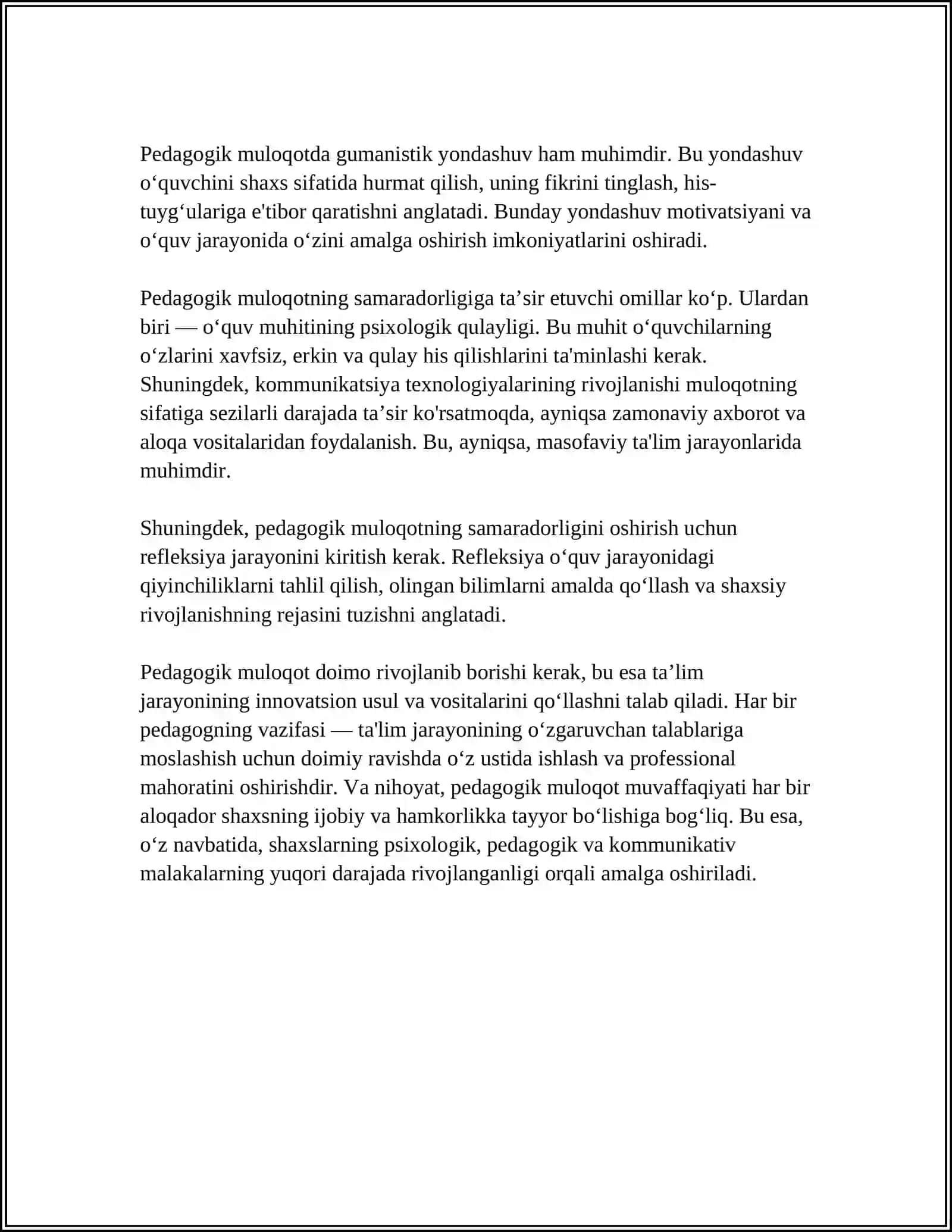 PEDAGOGIK FAOLIYATDA MULOQOT 4