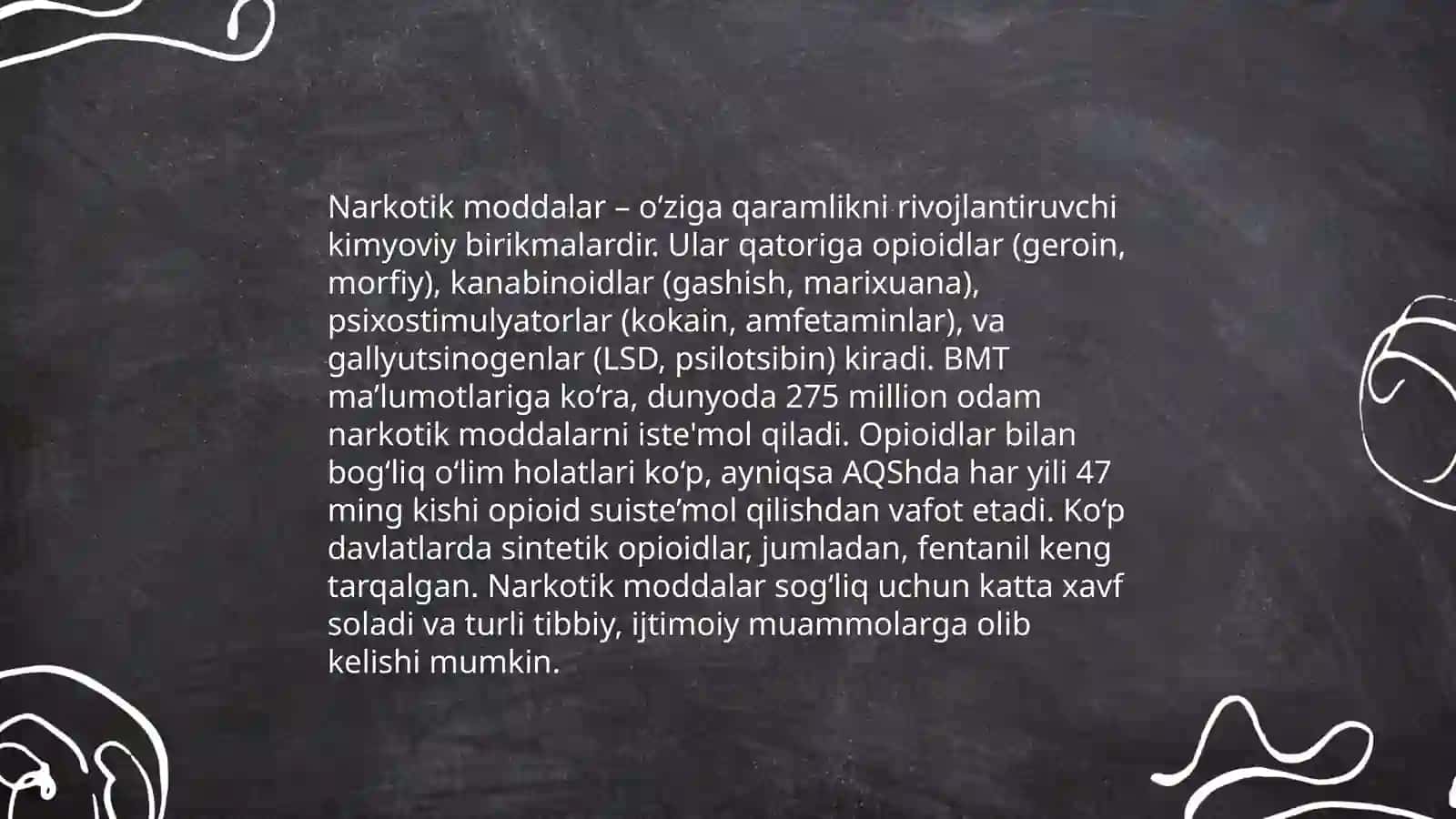 Narkomaniya va uning asoratlari Farmakalogiya 4
