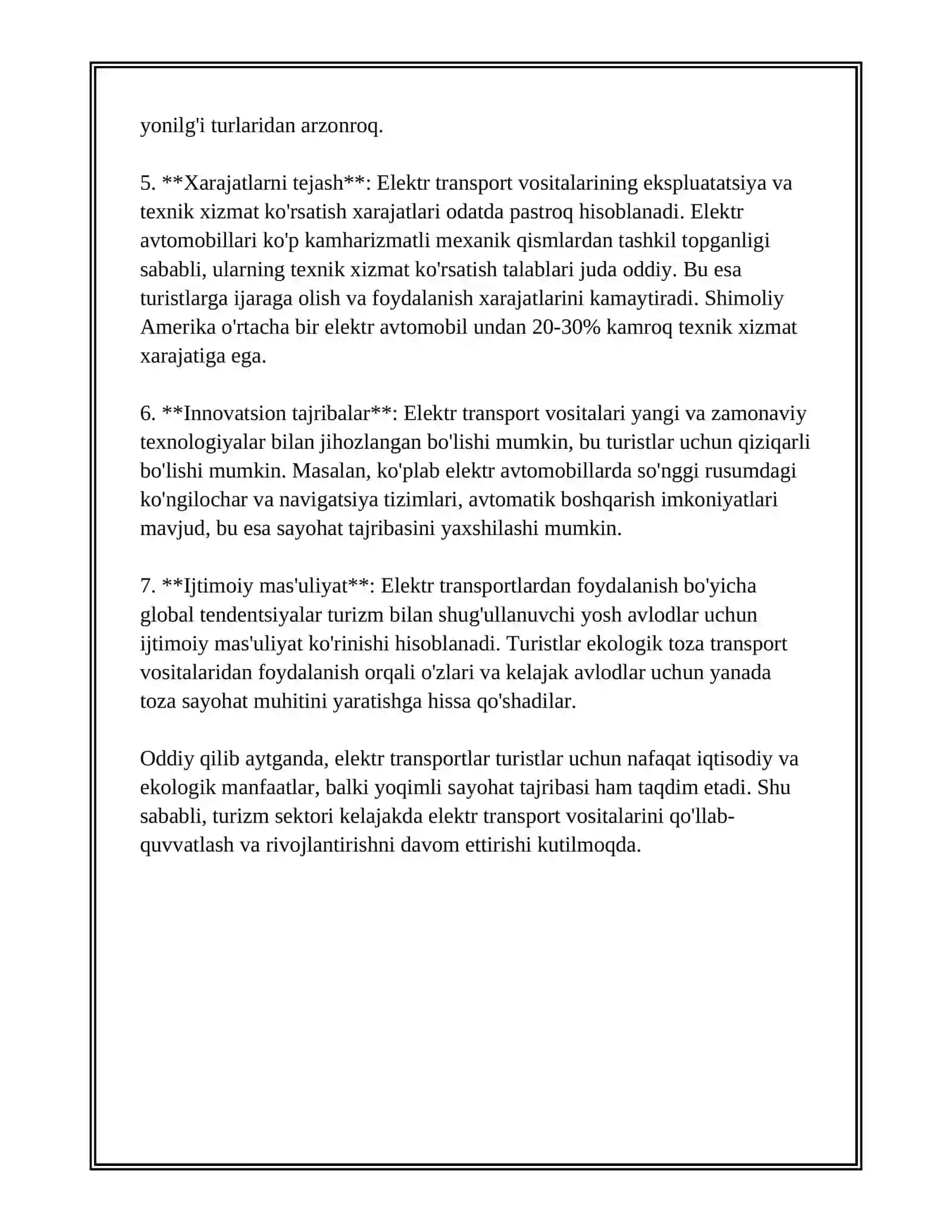 TURIZMDA ELEKTR TRANSPORTINING KELAJAGI 4
