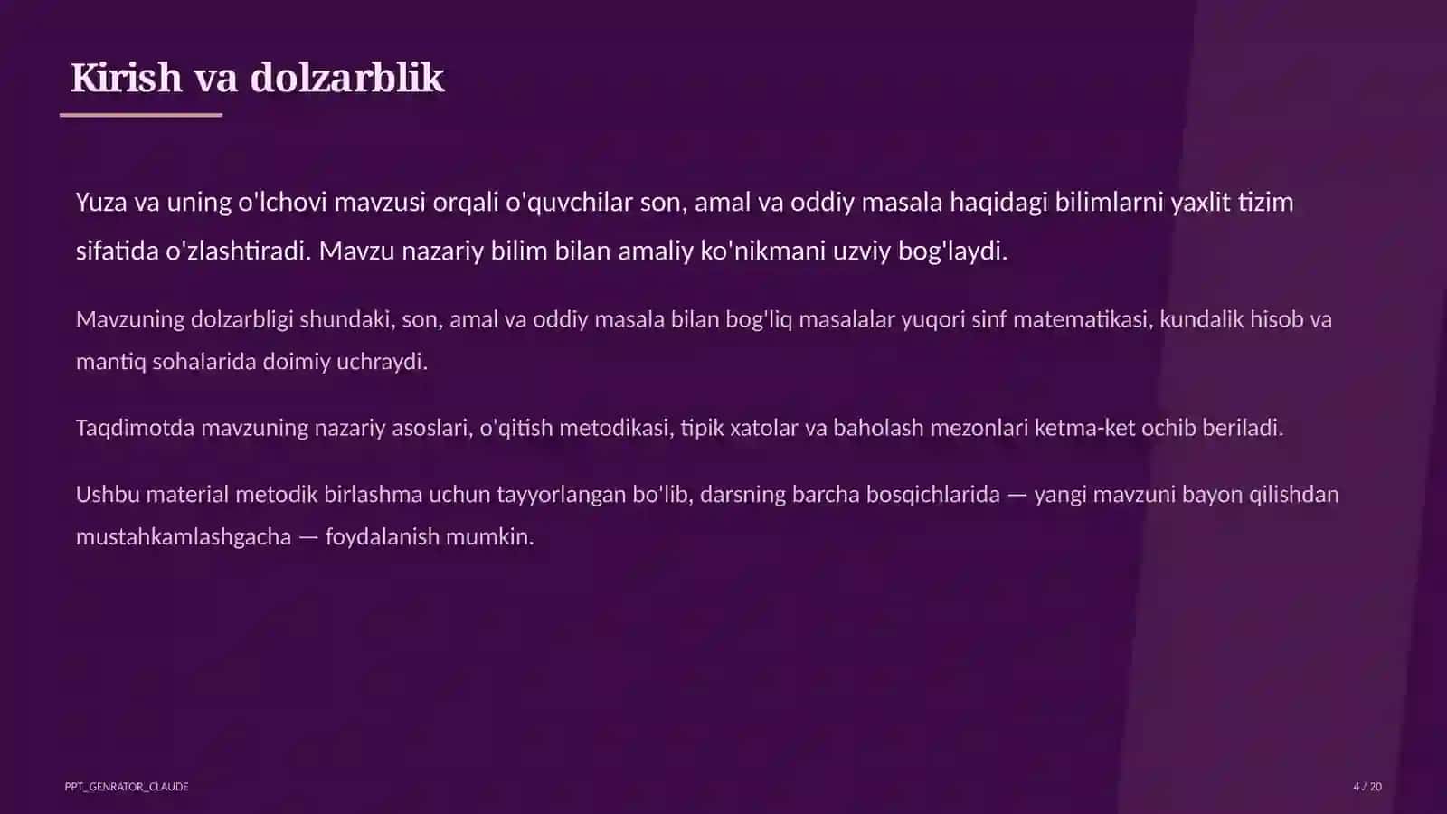 Yuza va uning o'lchovi (3-sinf) 4