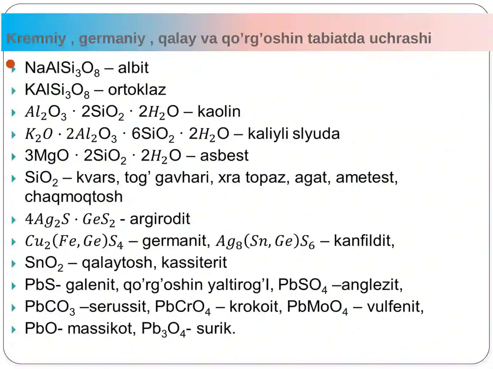 To‘rtinchi  guruhning  p-elementlari 4