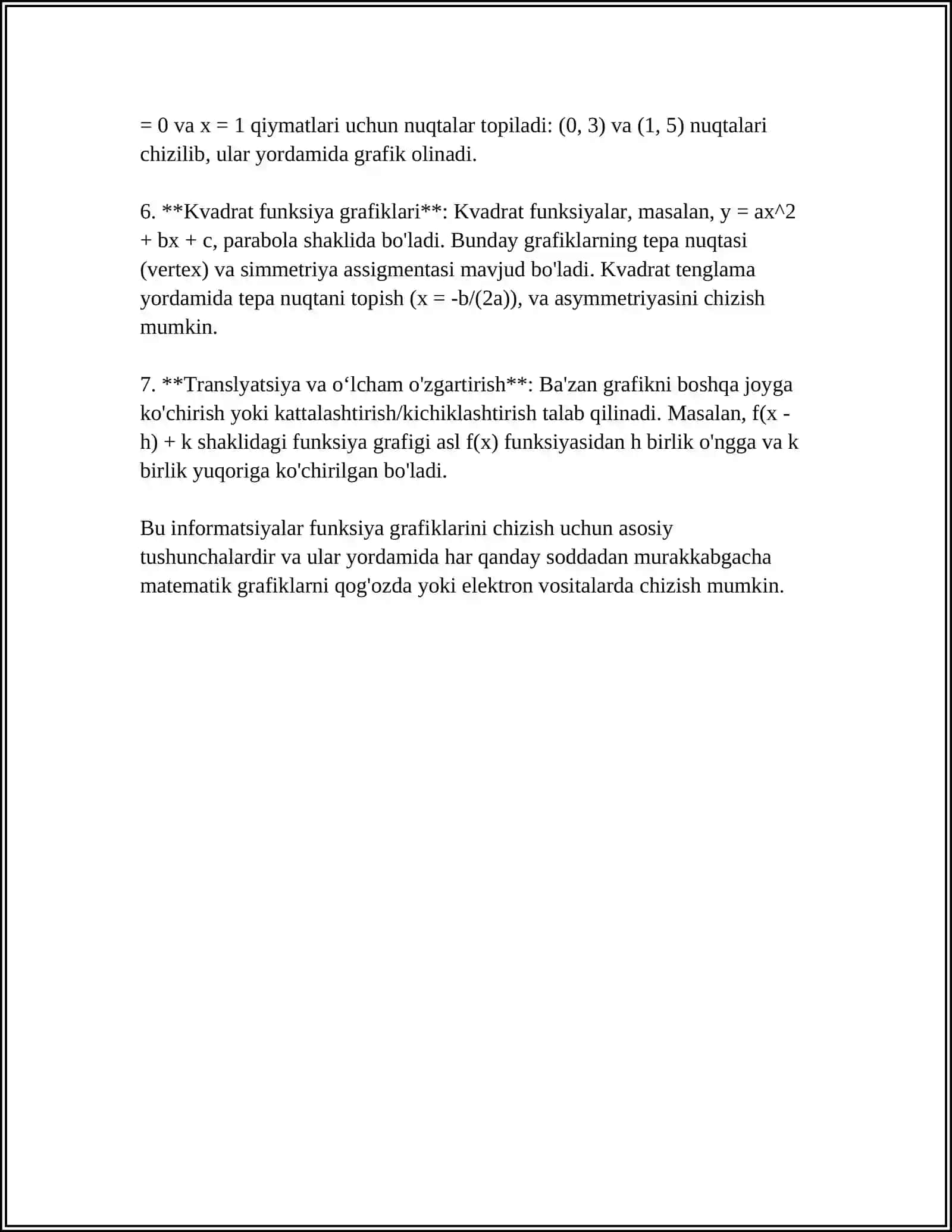 FUNKSIYA GRAFIKLARI BILAN ISHLASH 4