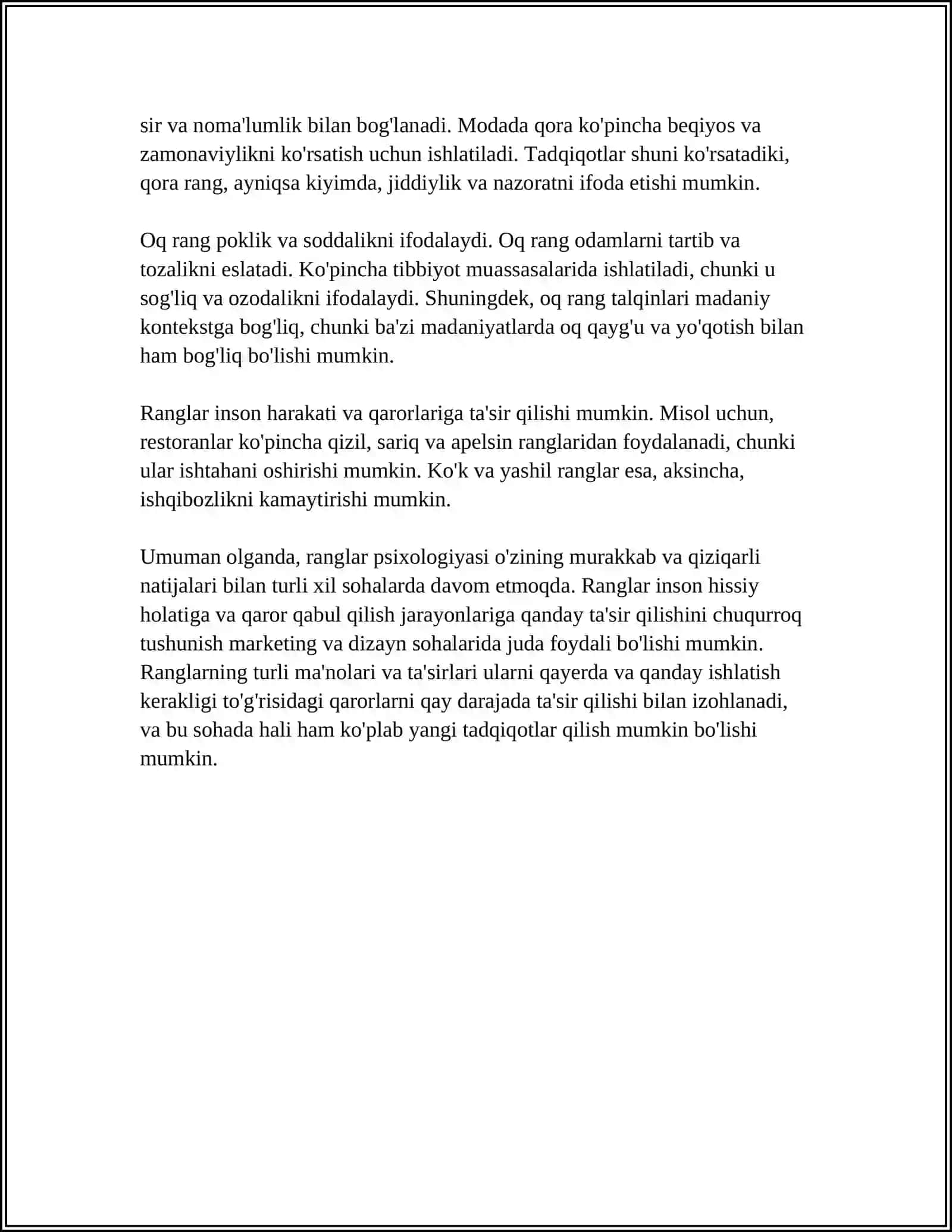 RANGLARNI IDROK QILISH:O'RGANISH METODLARI 4