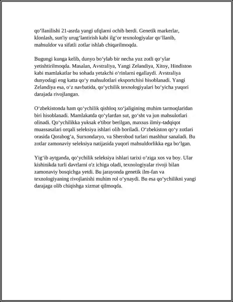 QOʻYCHILIK SELEKSIYASI 4