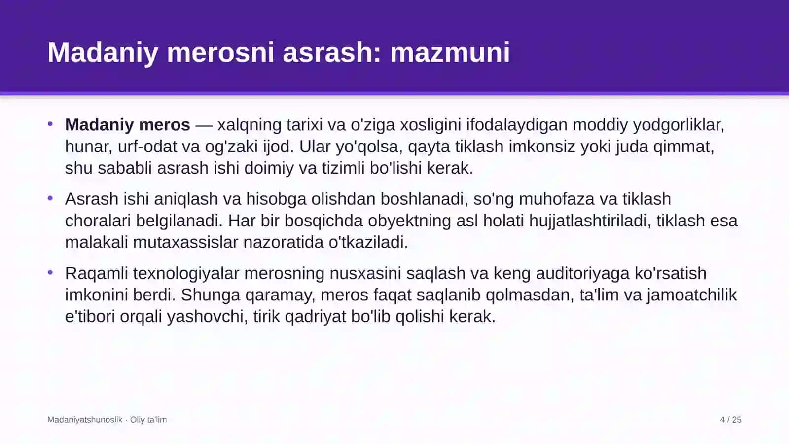Madaniy merosni asrash: mohiyati 4