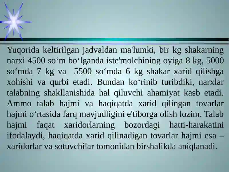 TALAB VA TAKLIF. BOZOR MUVOZANATI 4