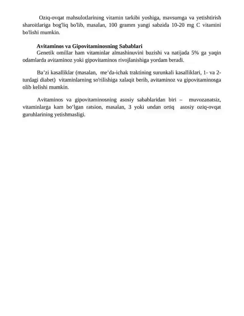 Avitaminos va Gipovitaminos haqida tushuncha 4