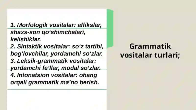 Grammatik ma’noni ifodalovchi vositalar 4