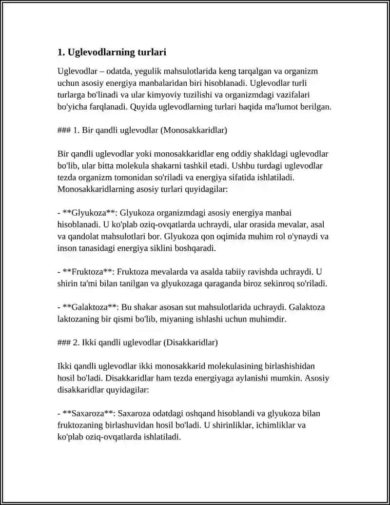 Uglevodlar klassifikatsiyasi va xususiyatlari 4