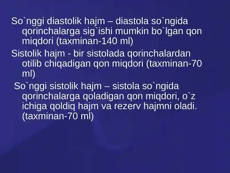 Yurakning sistolik va diastolik hajmlari 4