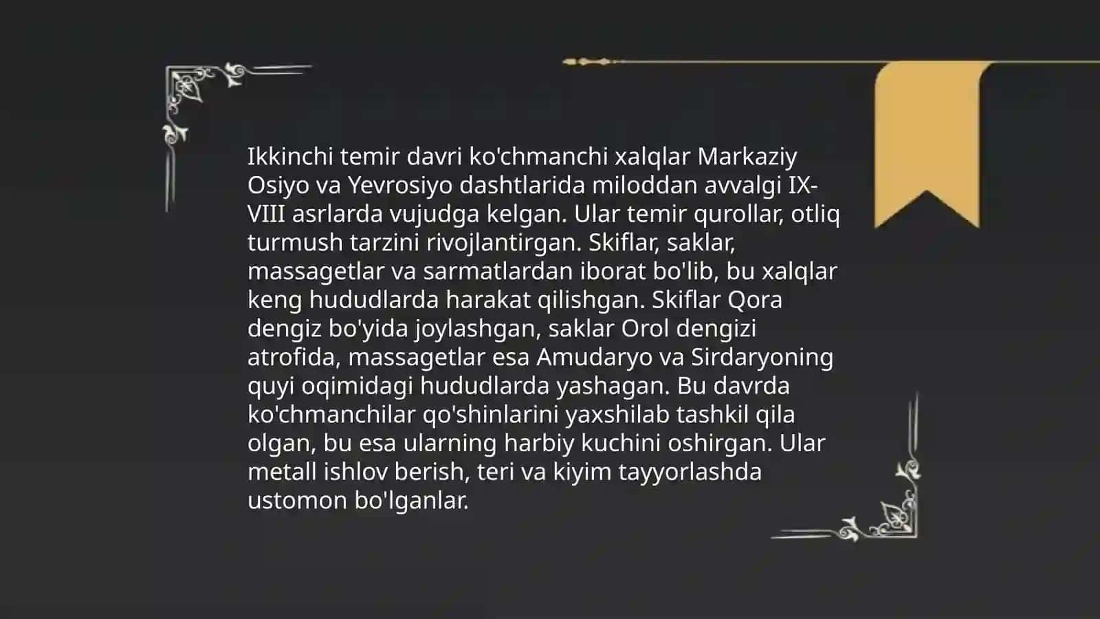 Òrta osiyoning bronza va ilk temir davri kòchmanchi chorvador xalqlari madaniyati 4
