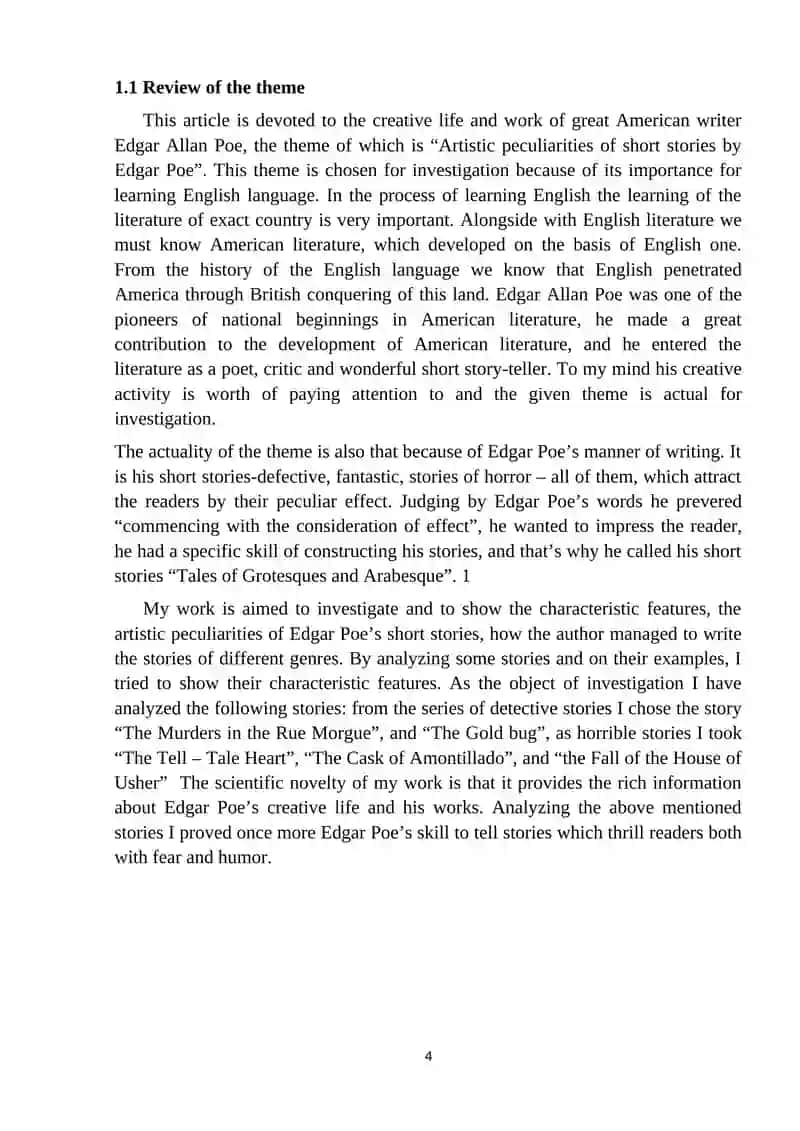 Artistic peculiarities of short stories by E.A.Poe 4