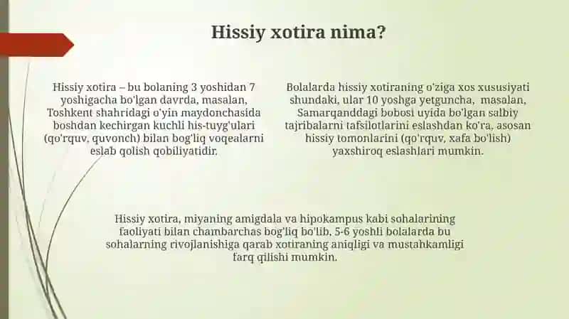 Hissiy xotirani baholash usullari 4