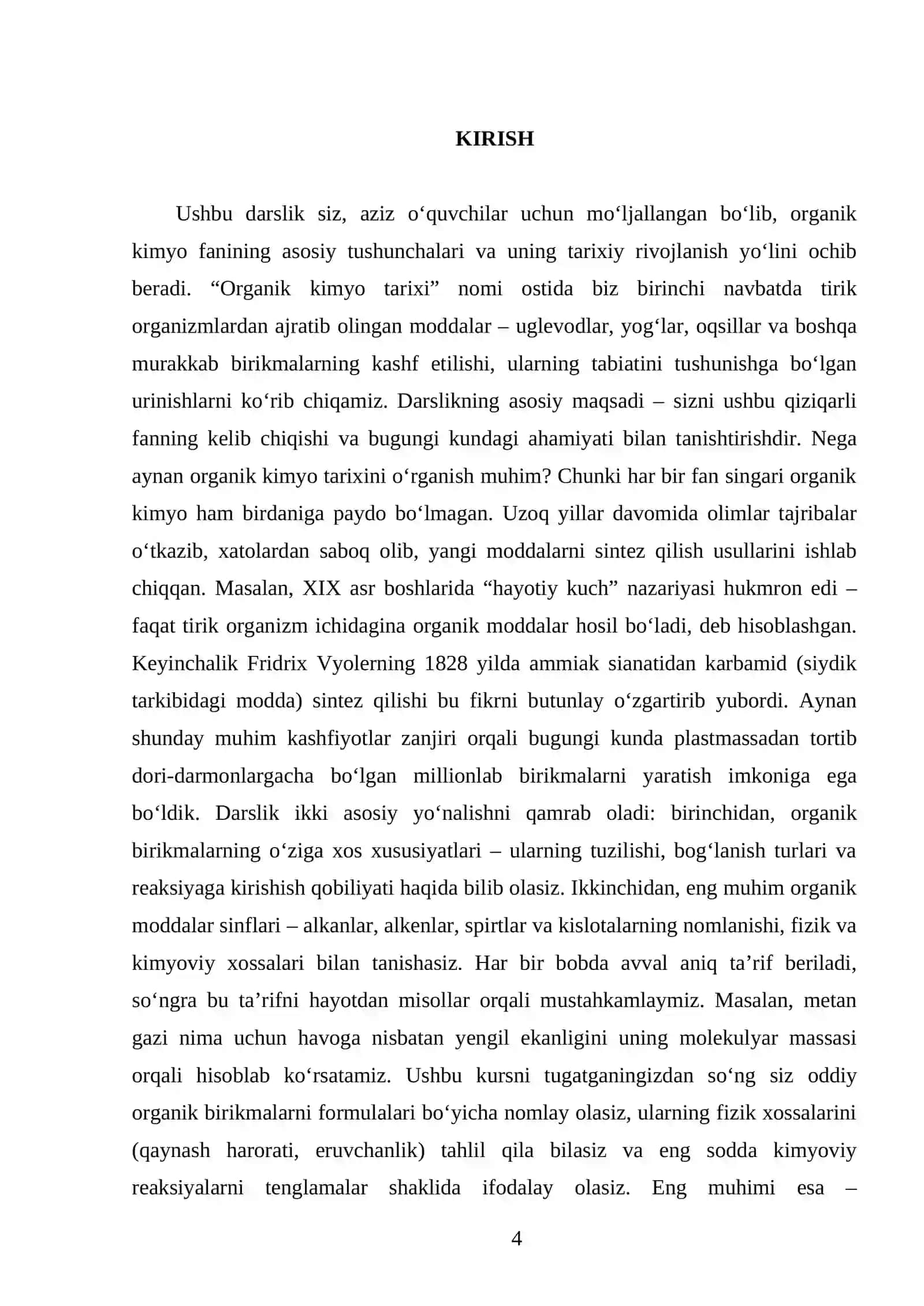 ORGANIK KIMYO TARIXI. ORGANIK BIRIKMALARNING O‘ZIGA XOS XUSUSIYATLARI. 10 - SINF 4