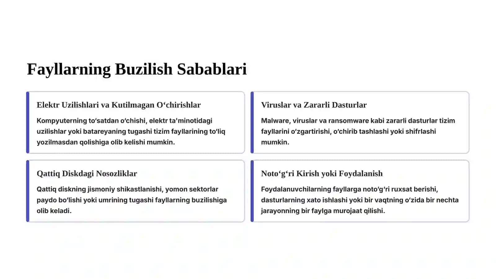 Tizim Fayllarining Buzilishi va Tiklash Mexanizmlari 4