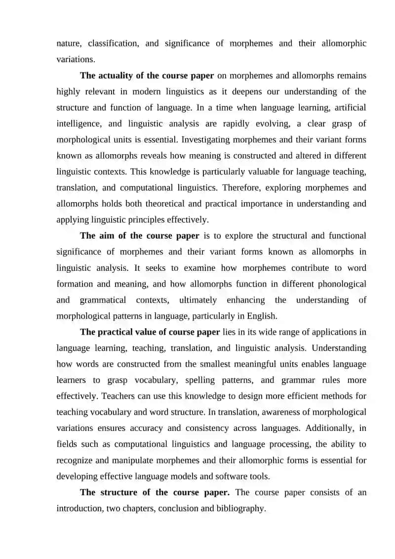 Course Paper on Morphemes and Allomorphemes 4
