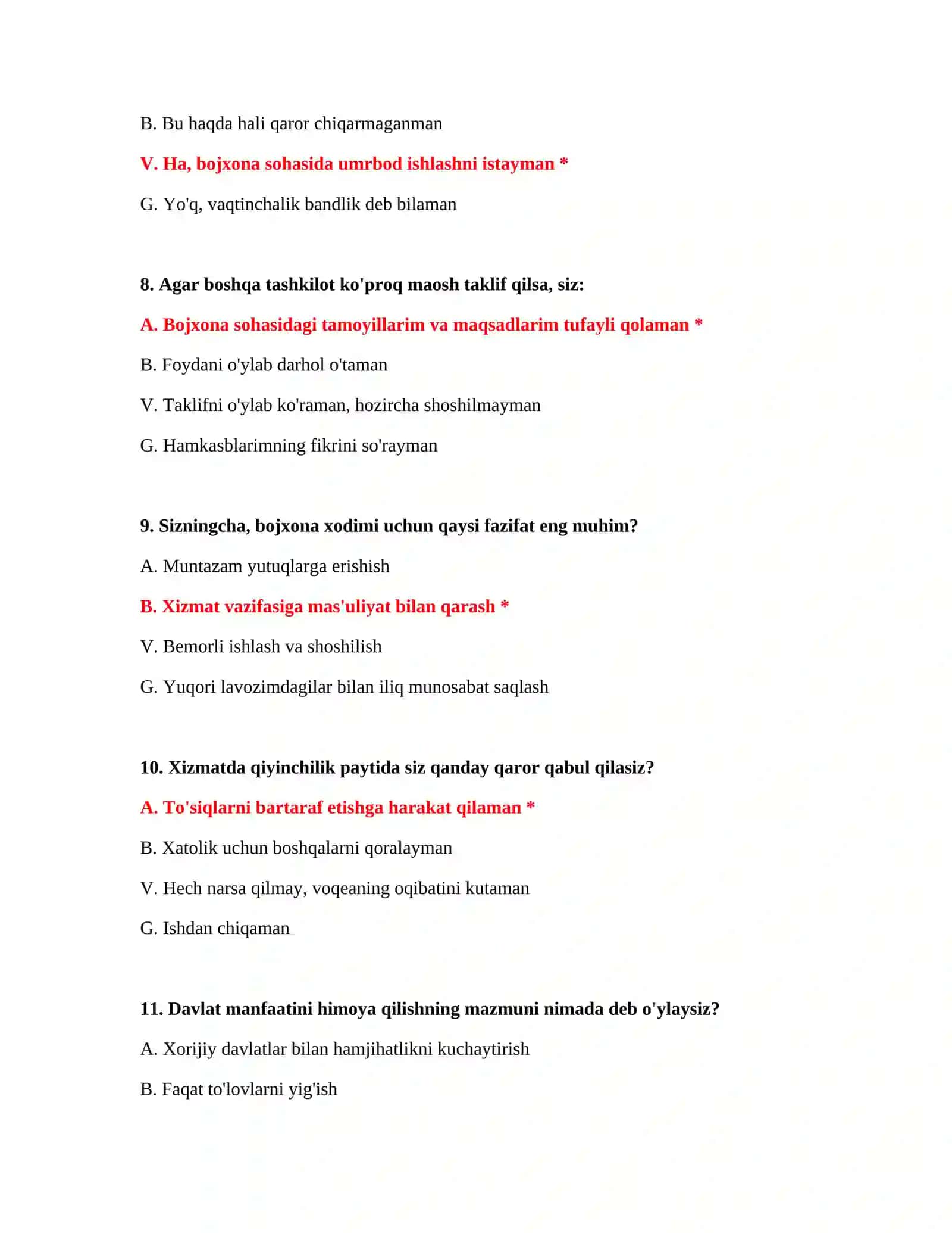PSIXOTESTLAR BO'YICHA TO'LIQ SAVOL-JAVOBLAR TO'PLAMI 4