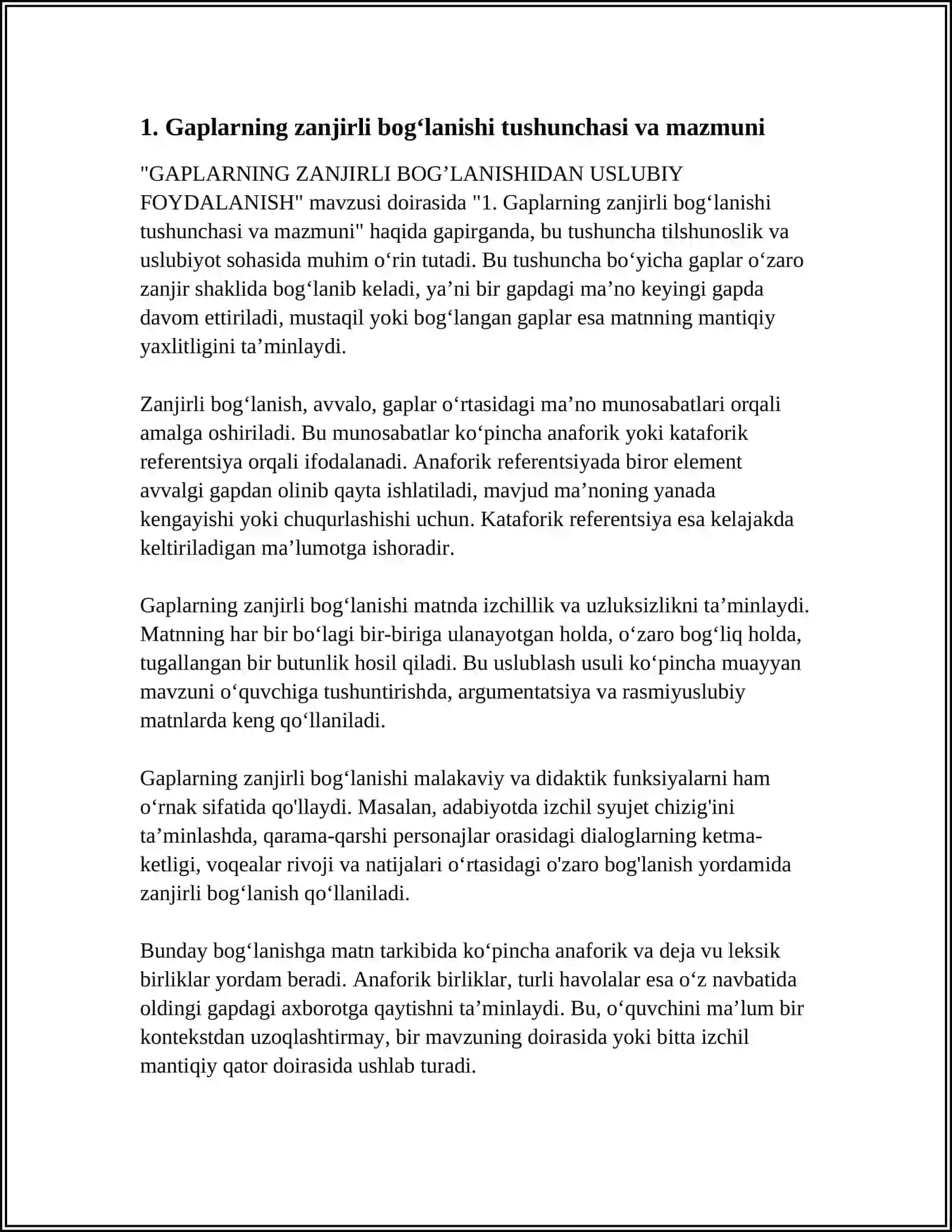 GAPLARNING ZANJIRLI BOGʼLANISHIDAN USLUBIY FOYDALANISH 4