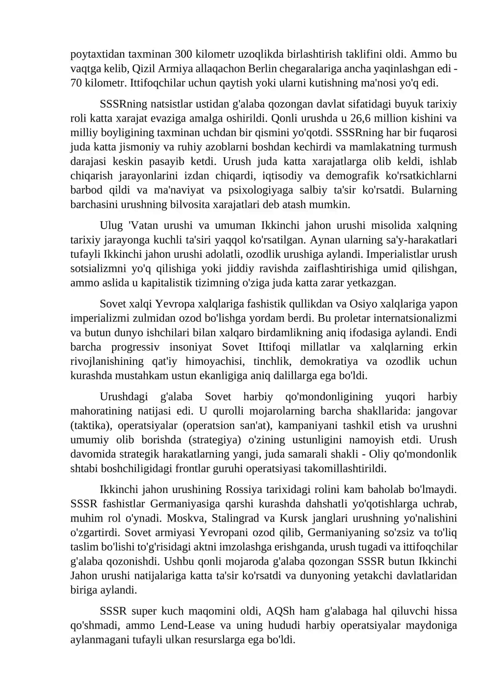 Ikkinchi jahon urishida SSSR ning roli va urushdan keyin tiklanishi 4