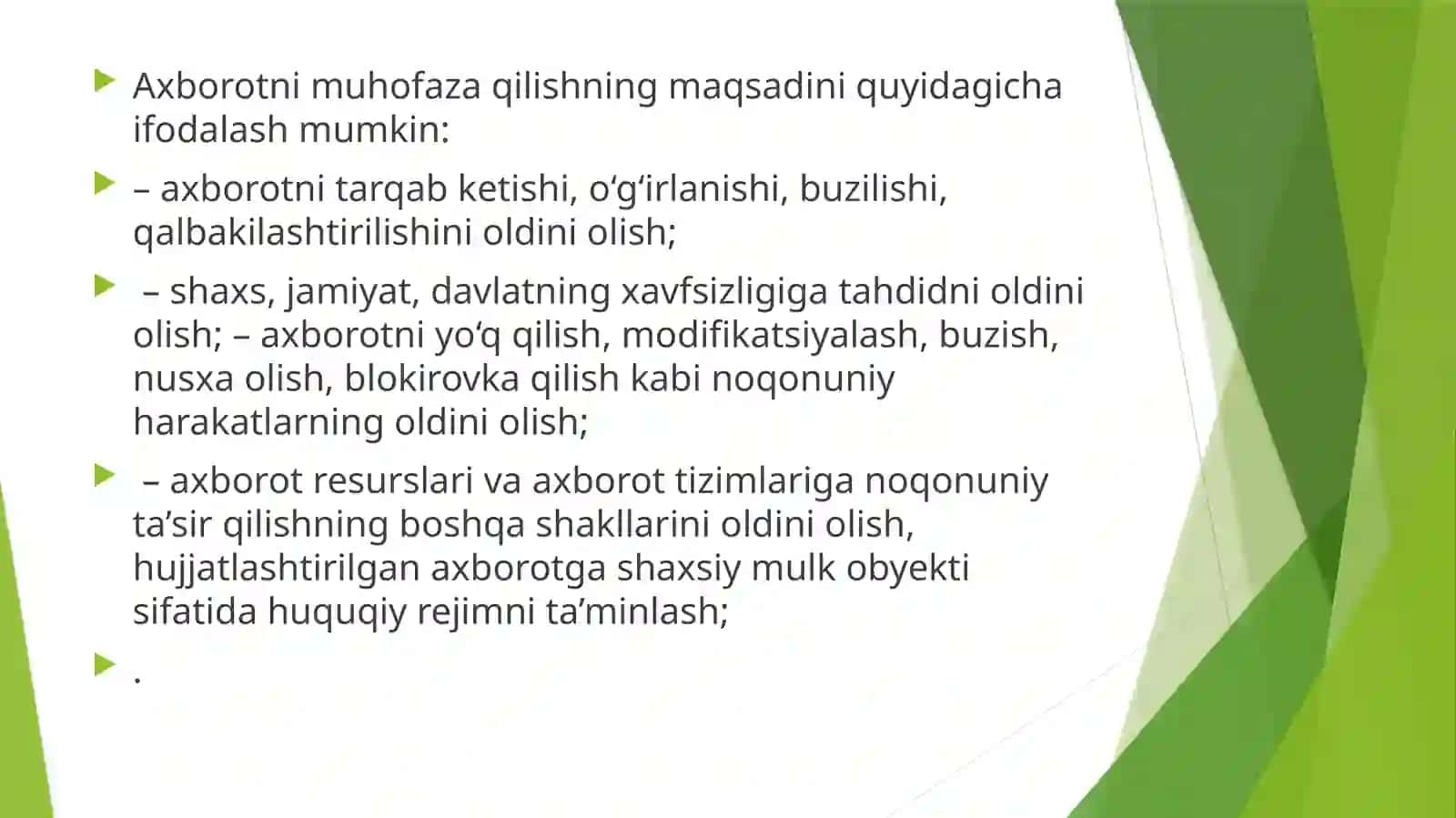 AXBOROTNI MUHOFAZA QILISHNING MAQSADLARI 4