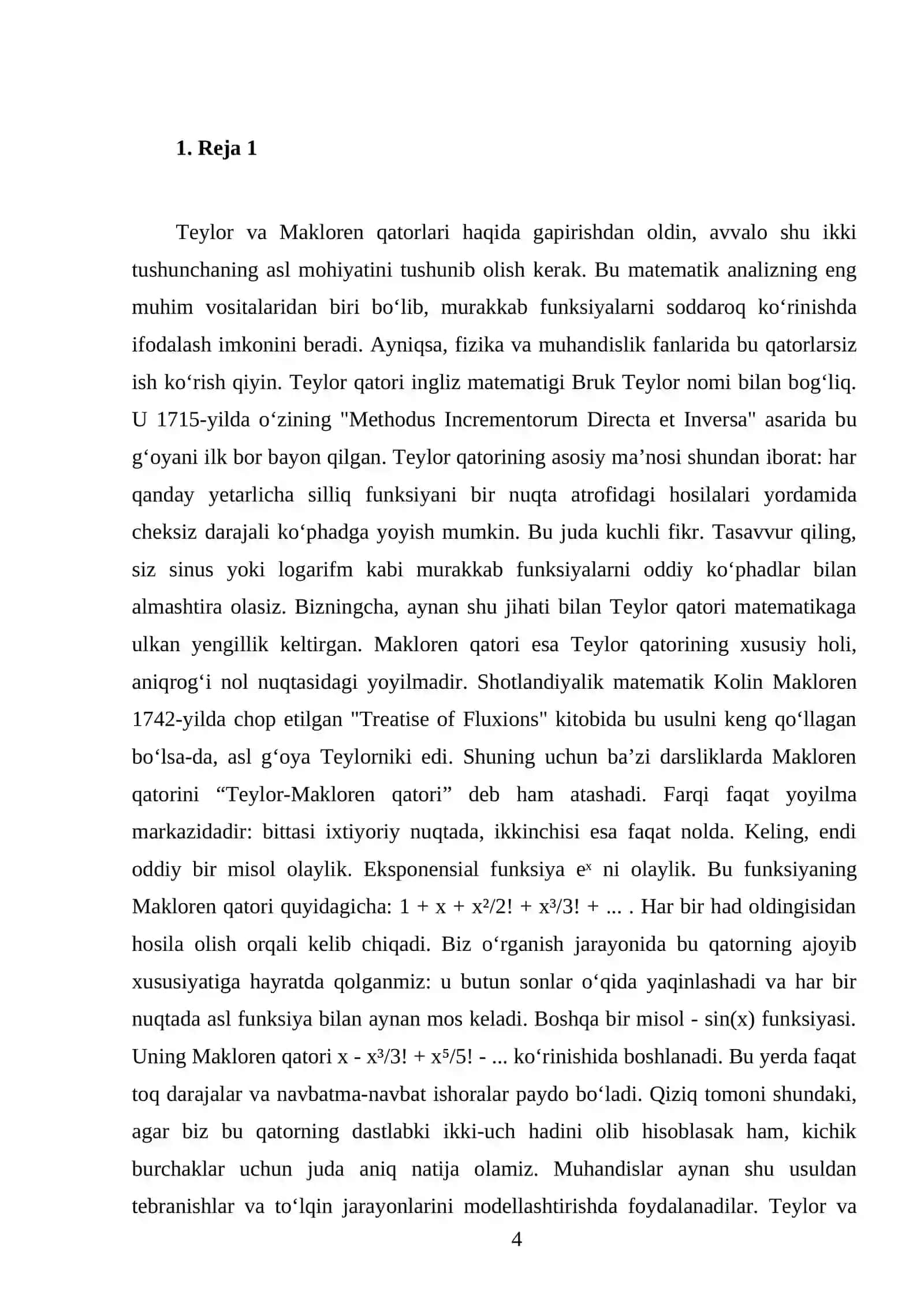 Teylor va Makloren qatorlari 4