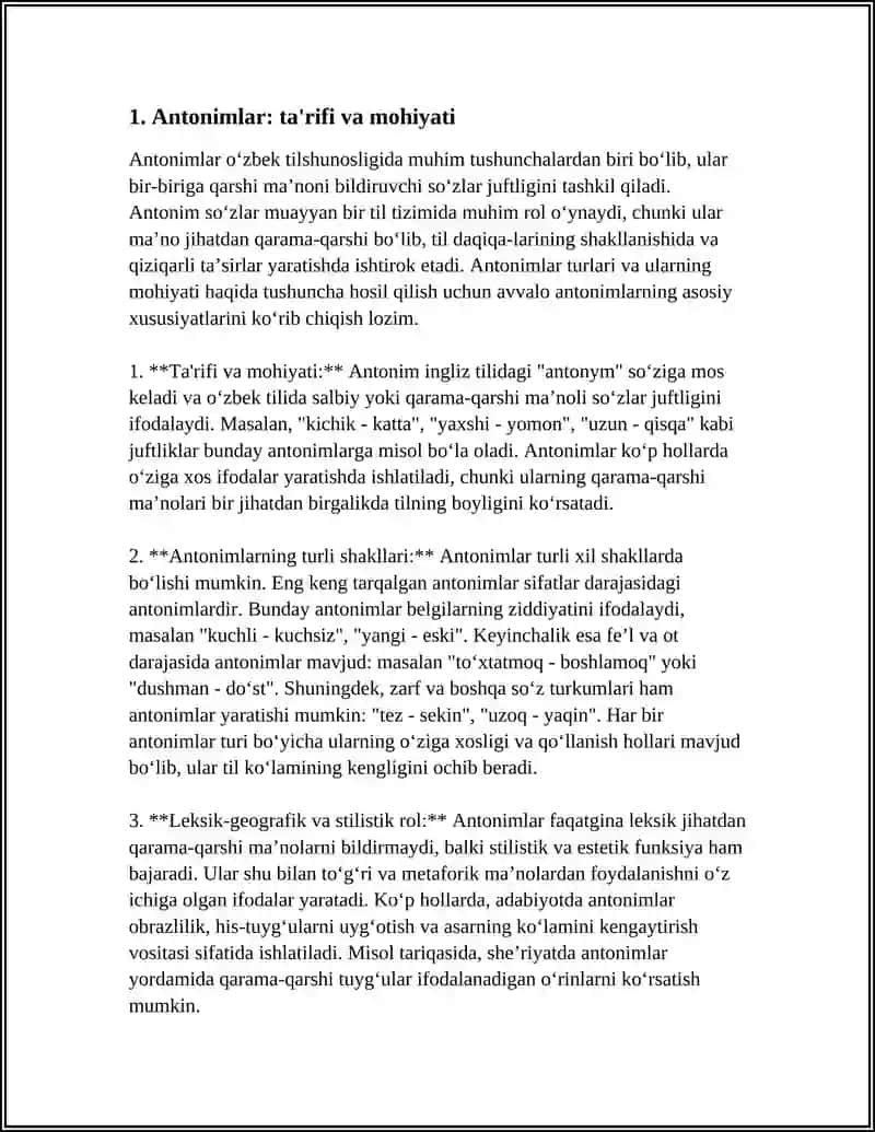 ANTONIMLAR VA ULARNING TURLARI. PARONIMLAR. 4