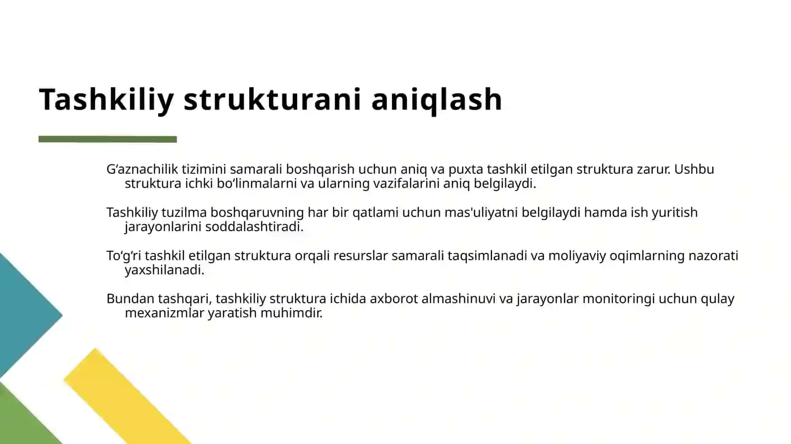 IQTISODIYOT VA MOLIYA VAZIRLIGI G‘AZNACHILIGI FAOLIYATINI TASHKIL ETISH 4