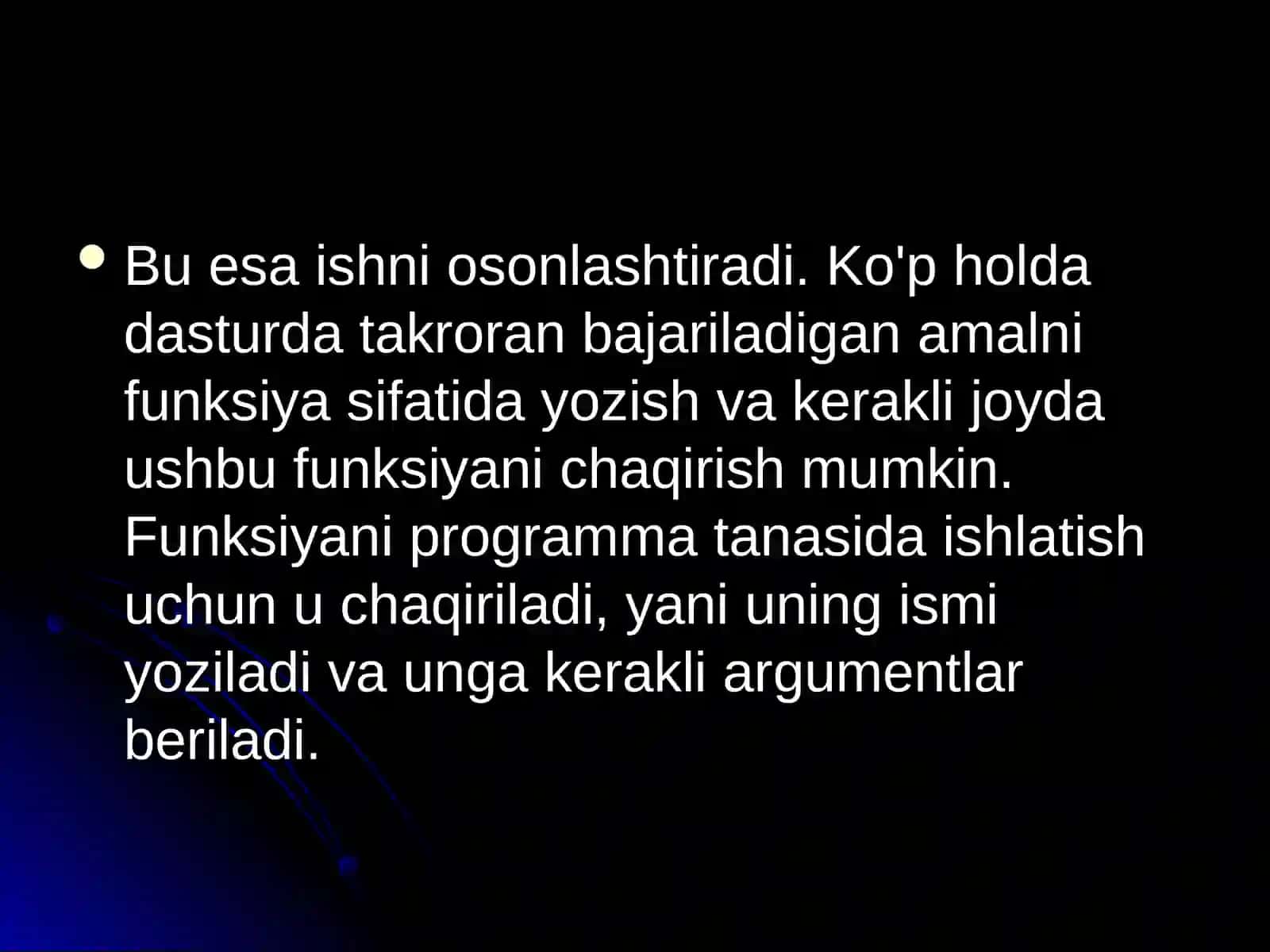 Funksiyalar va ularni yaratish 4